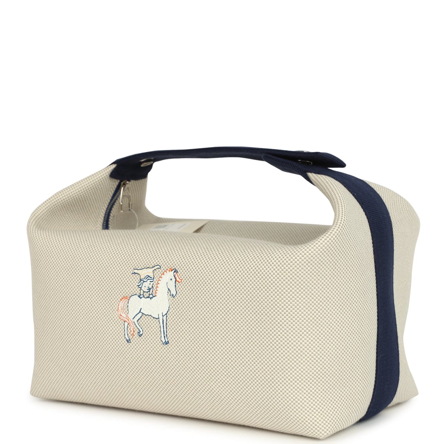 Hermes Bride A Brac Cabriole GM Gris Perle, Bleu Canvas Palladium Hardware