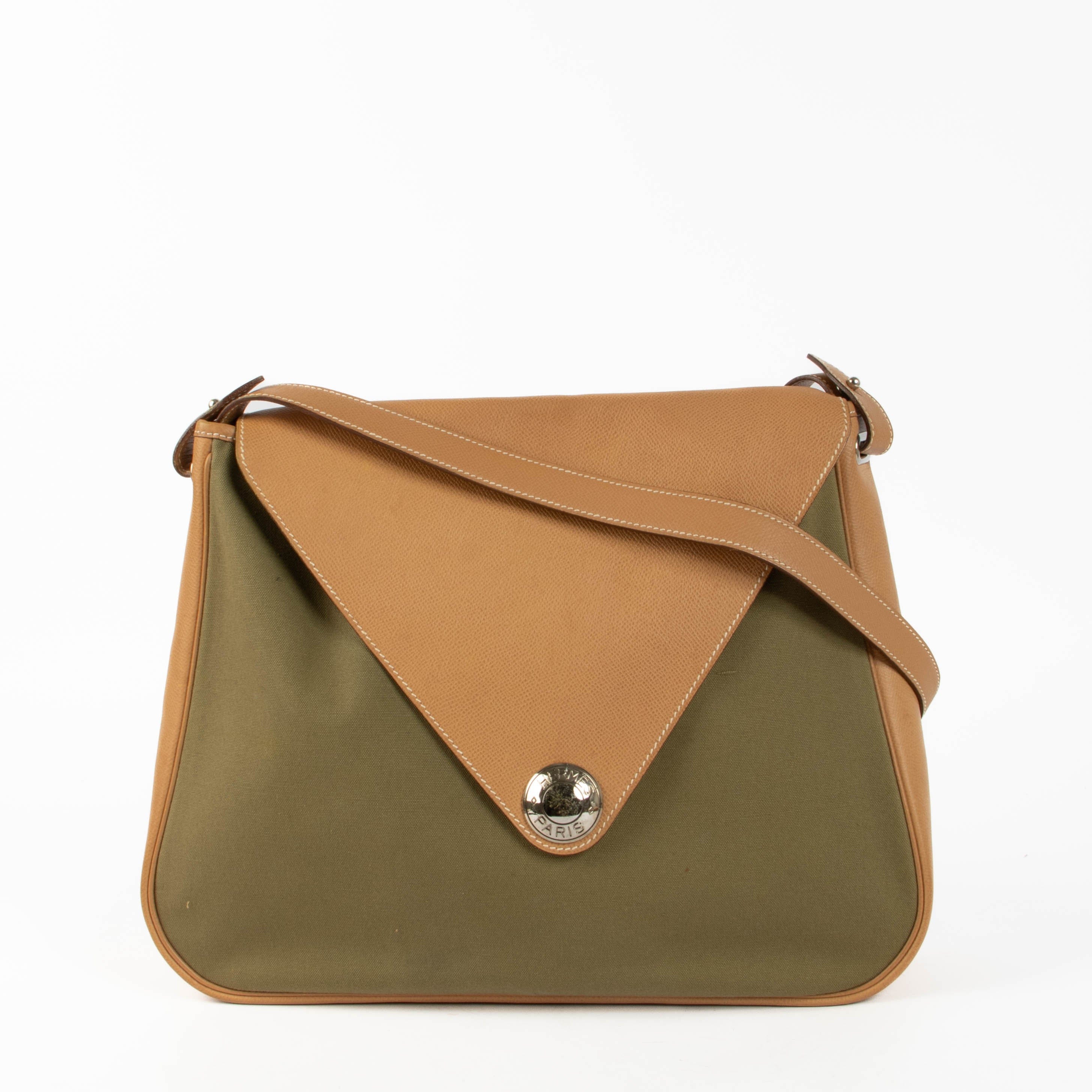 Hermès Naturel Sable Courcheval/Toile Officier Large Christine Bag