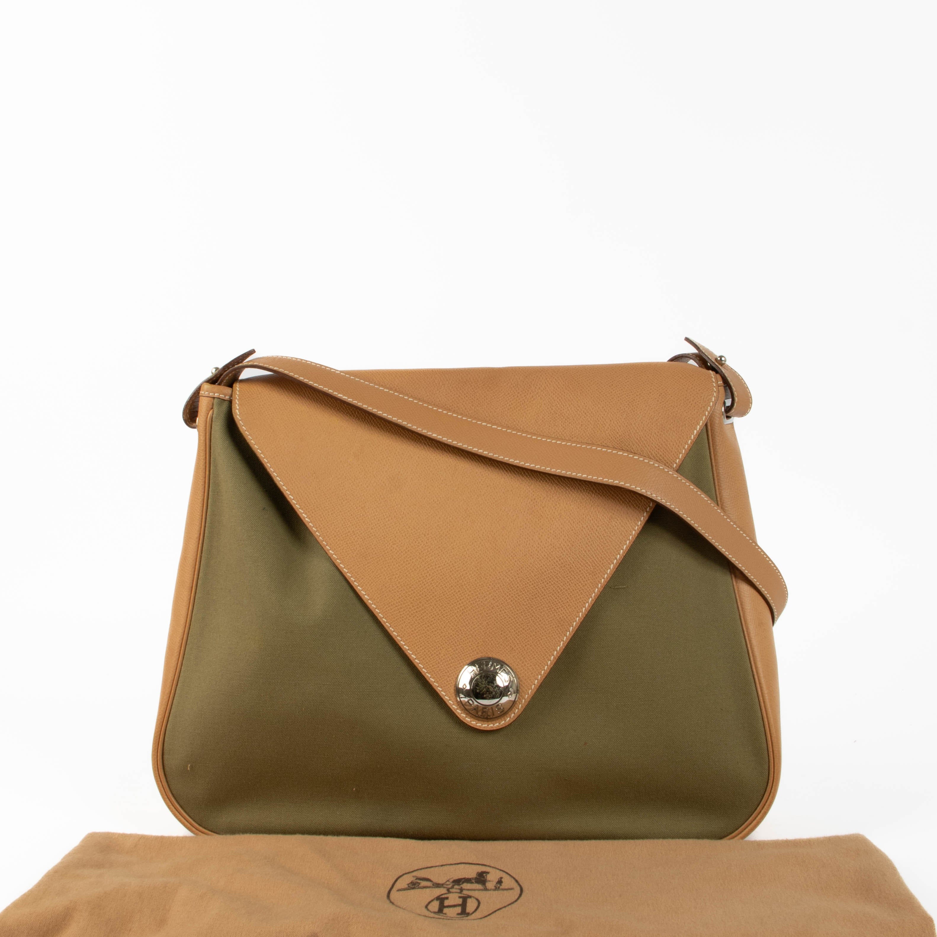 Hermès Naturel Sable Courcheval/Toile Officier Large Christine Bag