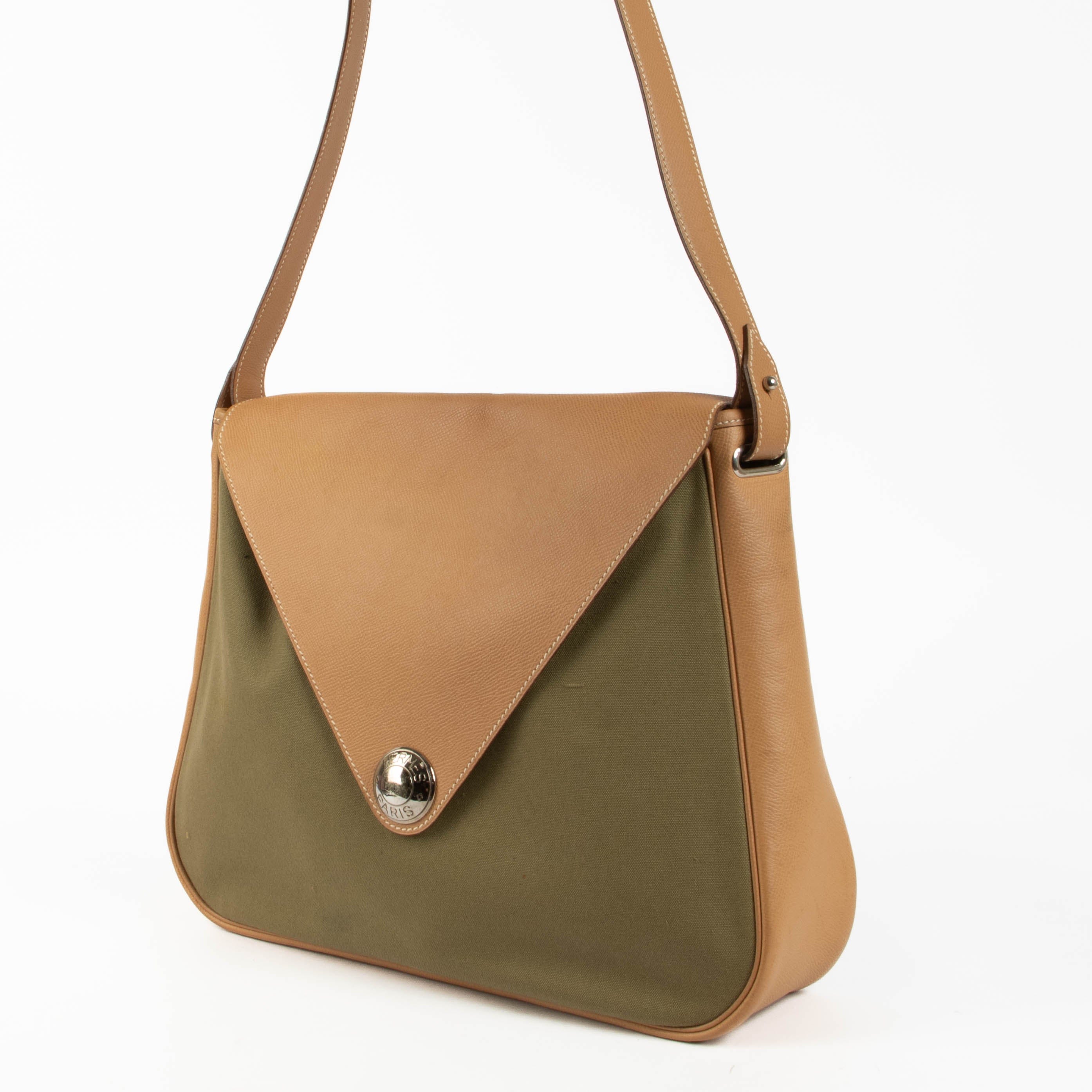 Hermès Naturel Sable Courcheval/Toile Officier Large Christine Bag