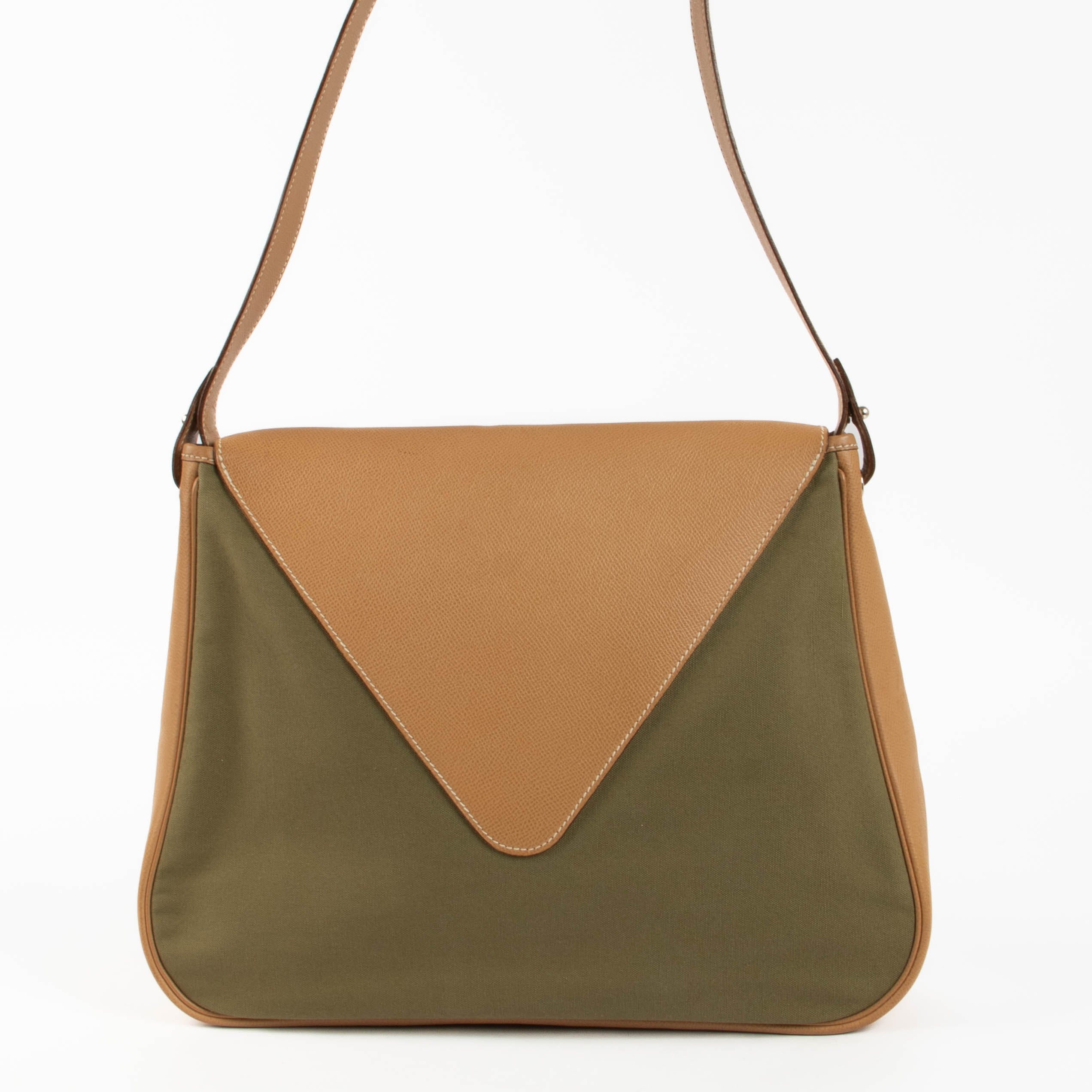 Hermès Naturel Sable Courcheval/Toile Officier Large Christine Bag