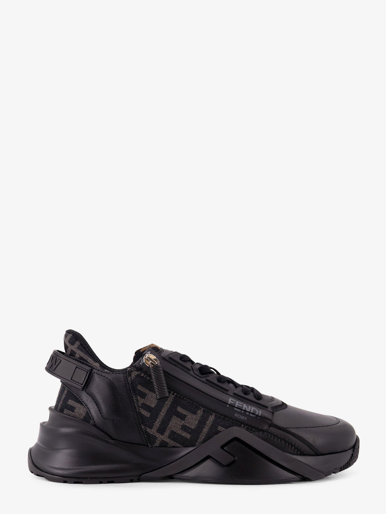 Fendi Leather Flow sneakers with FF jacquard fabric inserts