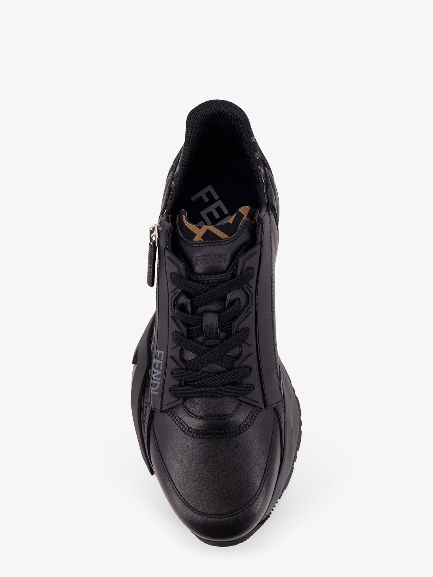 Fendi Leather Flow sneakers with FF jacquard fabric inserts