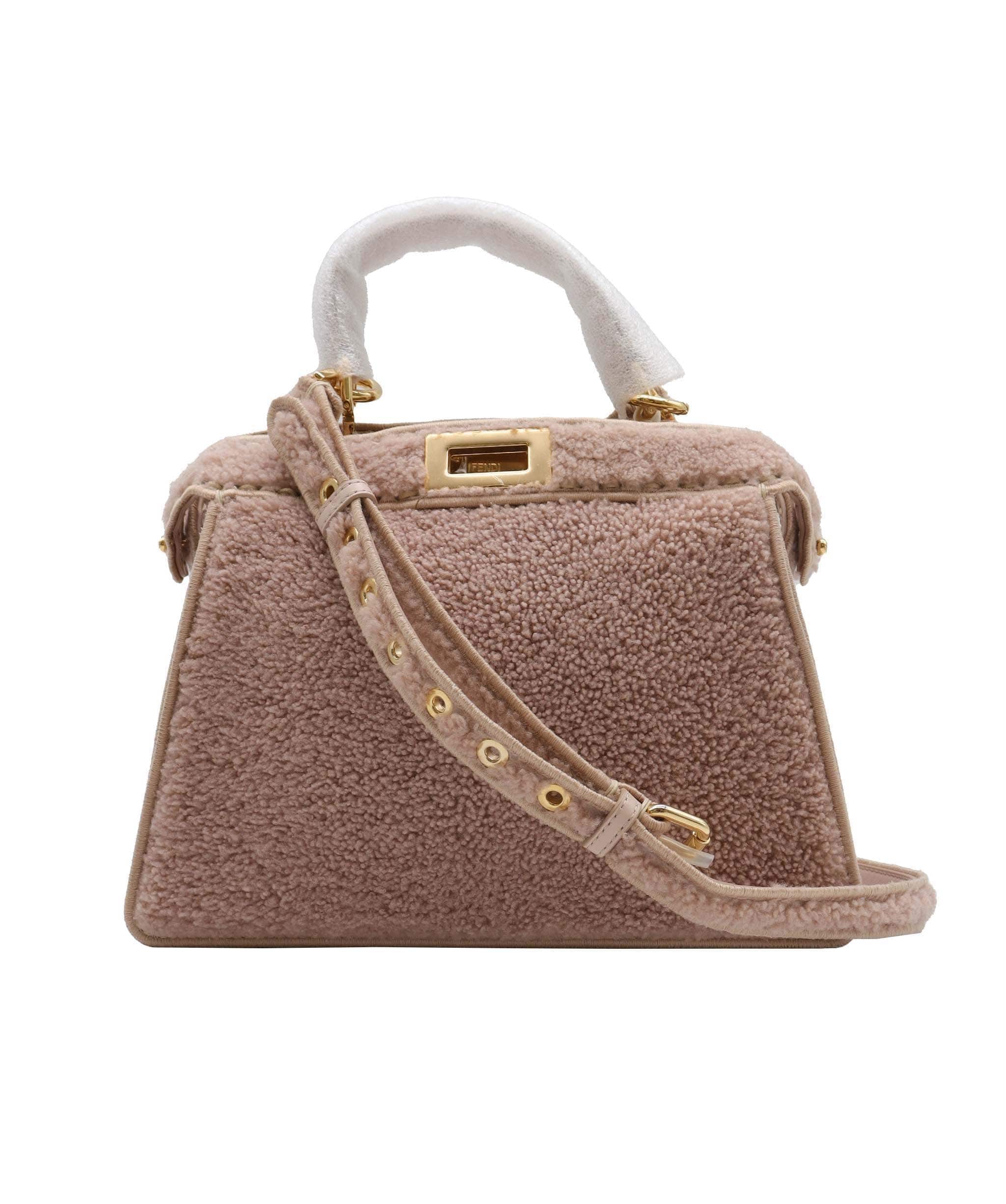 Fendi Nude Shearling Peekaboo Bag GHW AGC2033