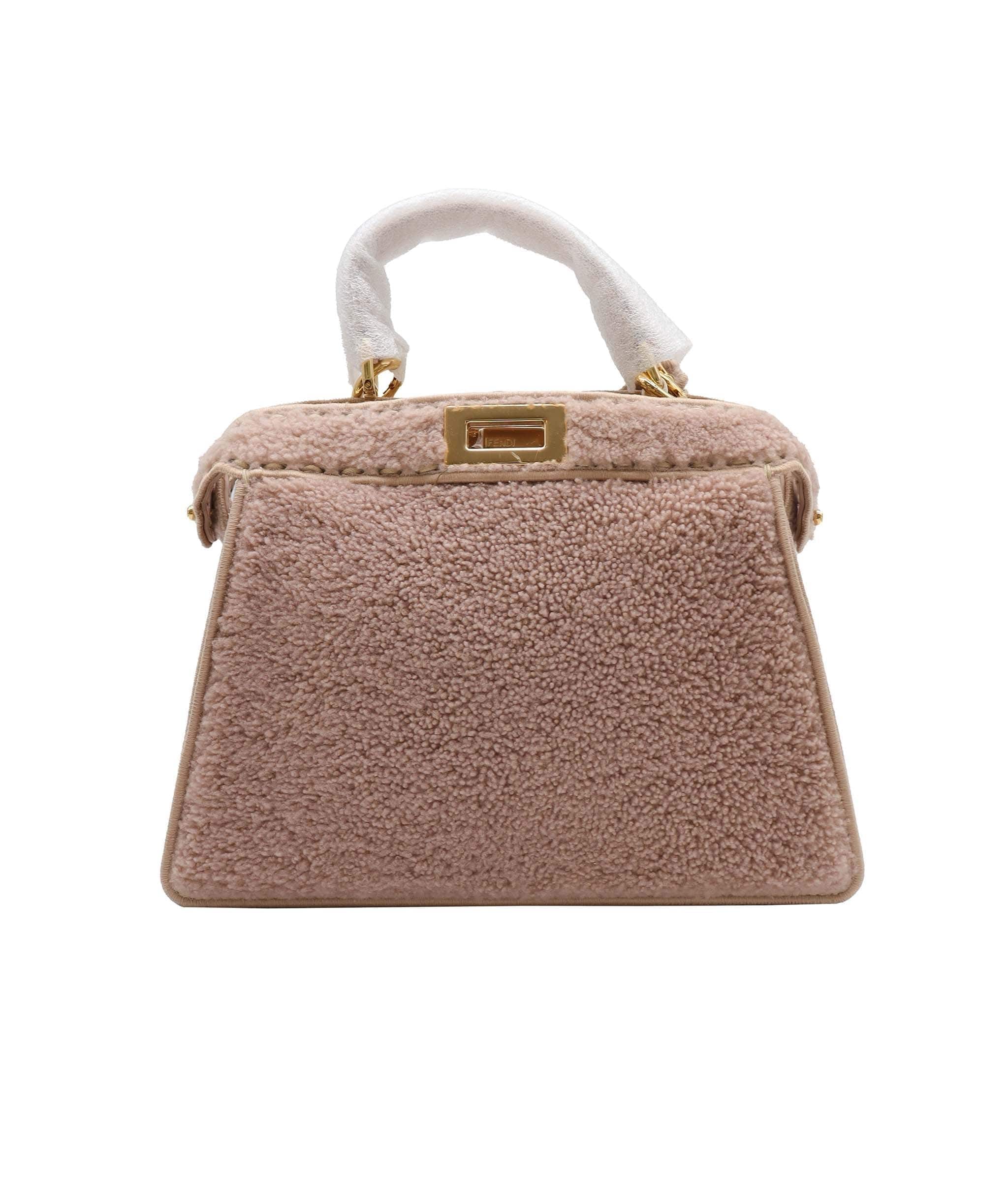 Fendi Nude Shearling Peekaboo Bag GHW AGC2033
