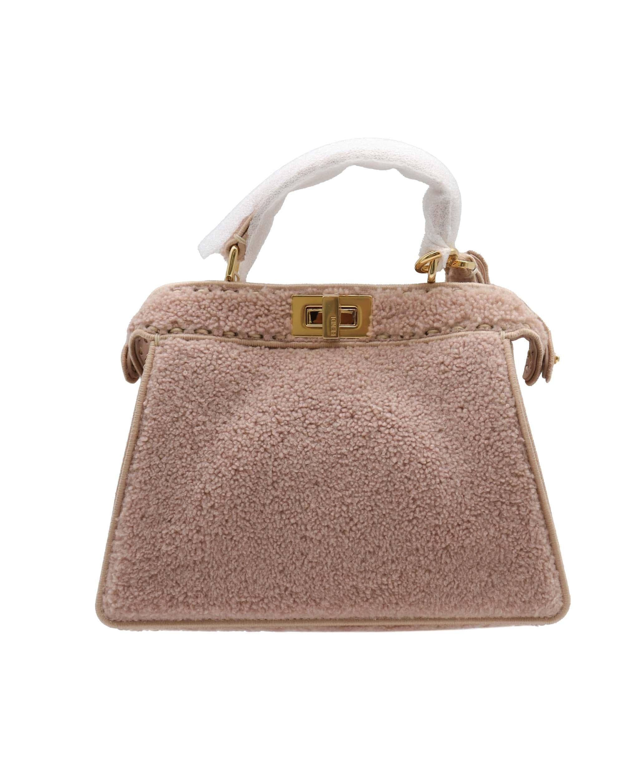 Fendi Nude Shearling Peekaboo Bag GHW AGC2033