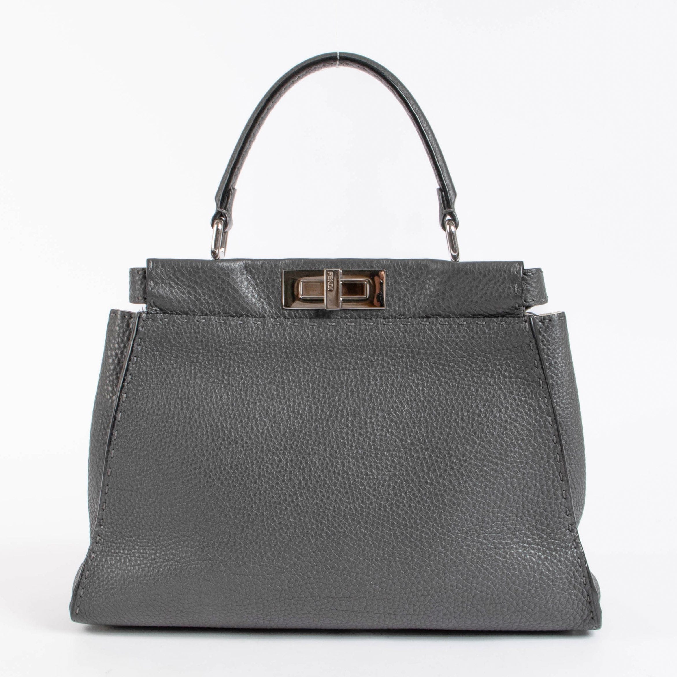 Fendi Grey Selleria Peekaboo Medium Bag