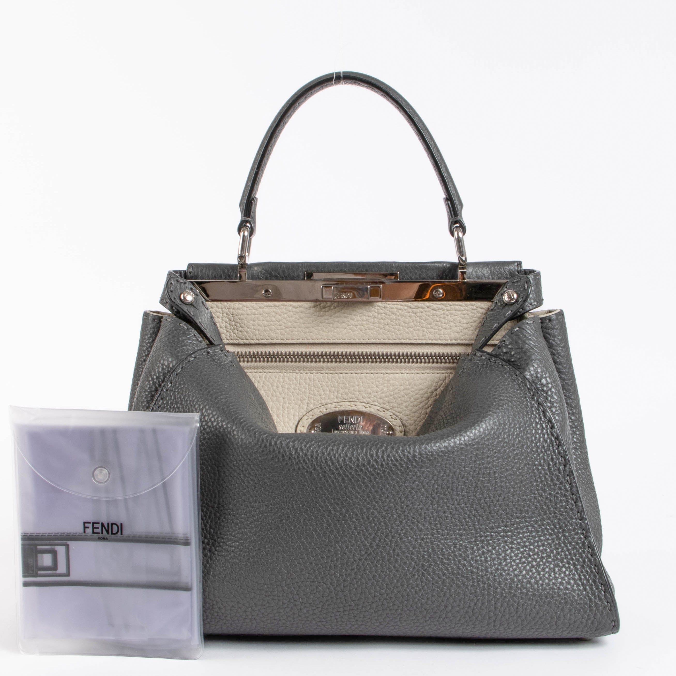 Fendi Grey Selleria Peekaboo Medium Bag