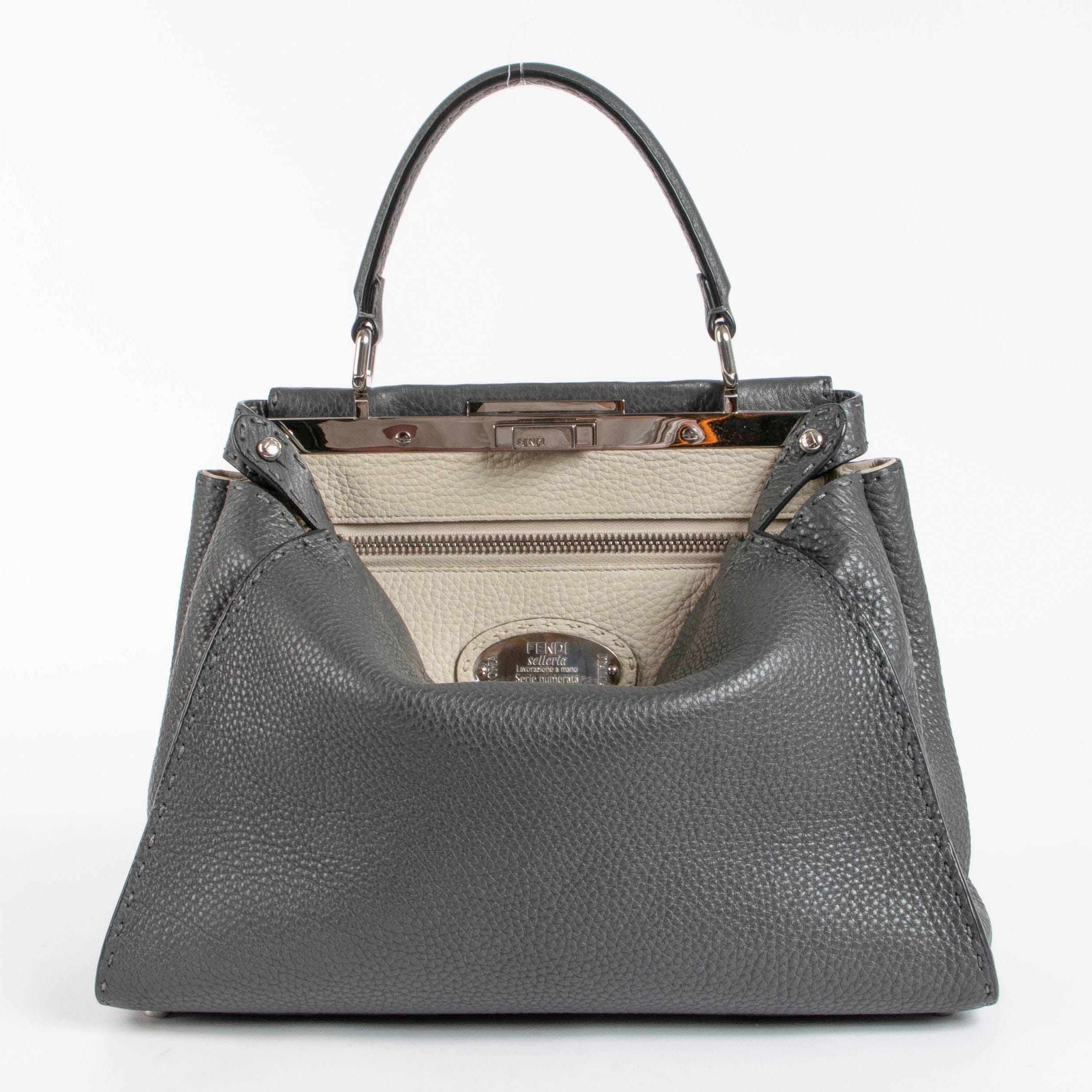 Fendi Grey Selleria Peekaboo Medium Bag