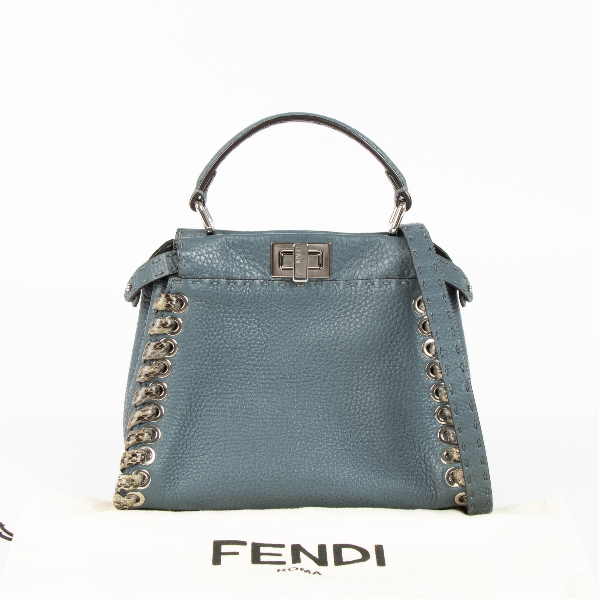 Fendi Blue/Python Mini Peekaboo Selleria