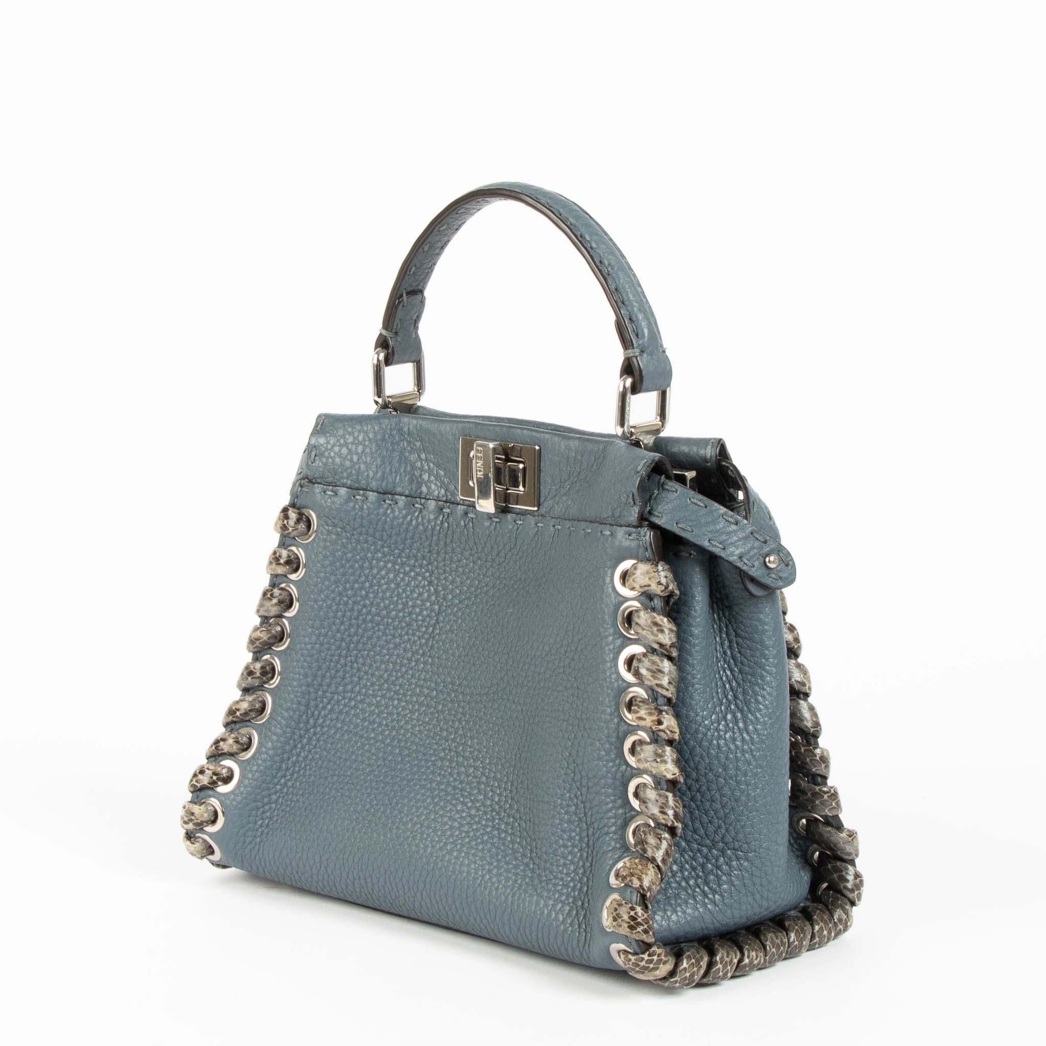 Fendi Blue/Python Mini Peekaboo Selleria