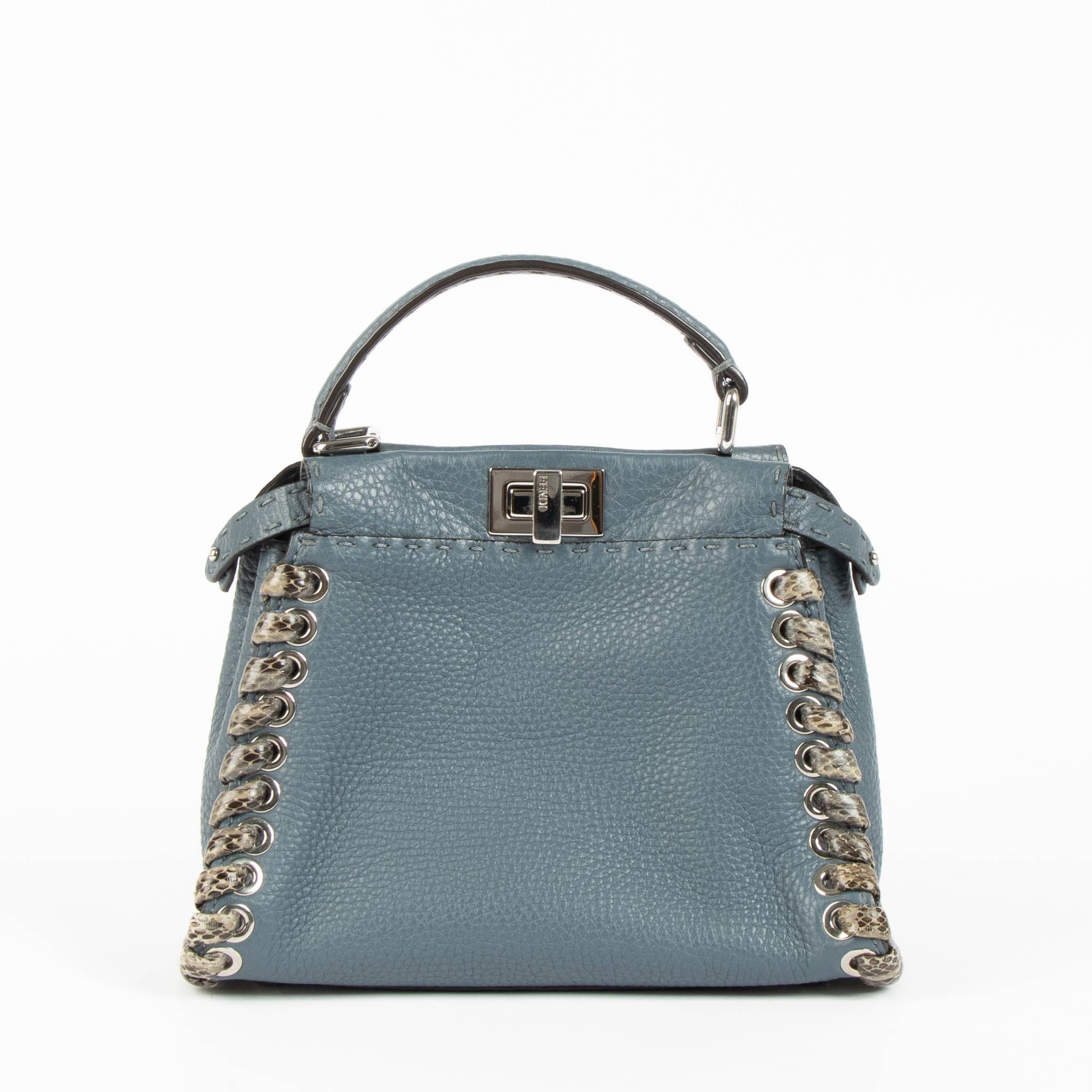 Fendi Blue/Python Mini Peekaboo Selleria