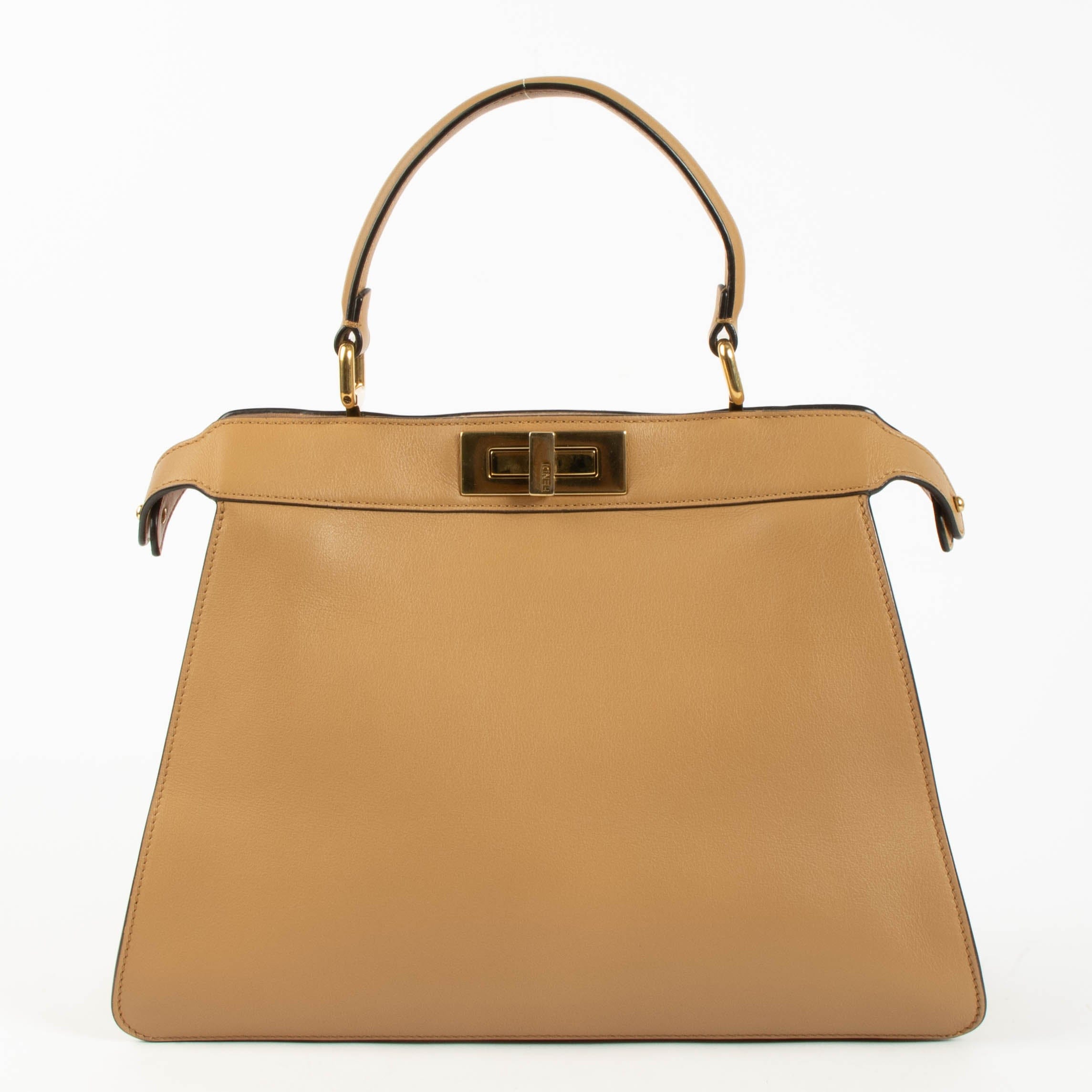 Fendi Beige Leather Medium Peekaboo IseeU Bag