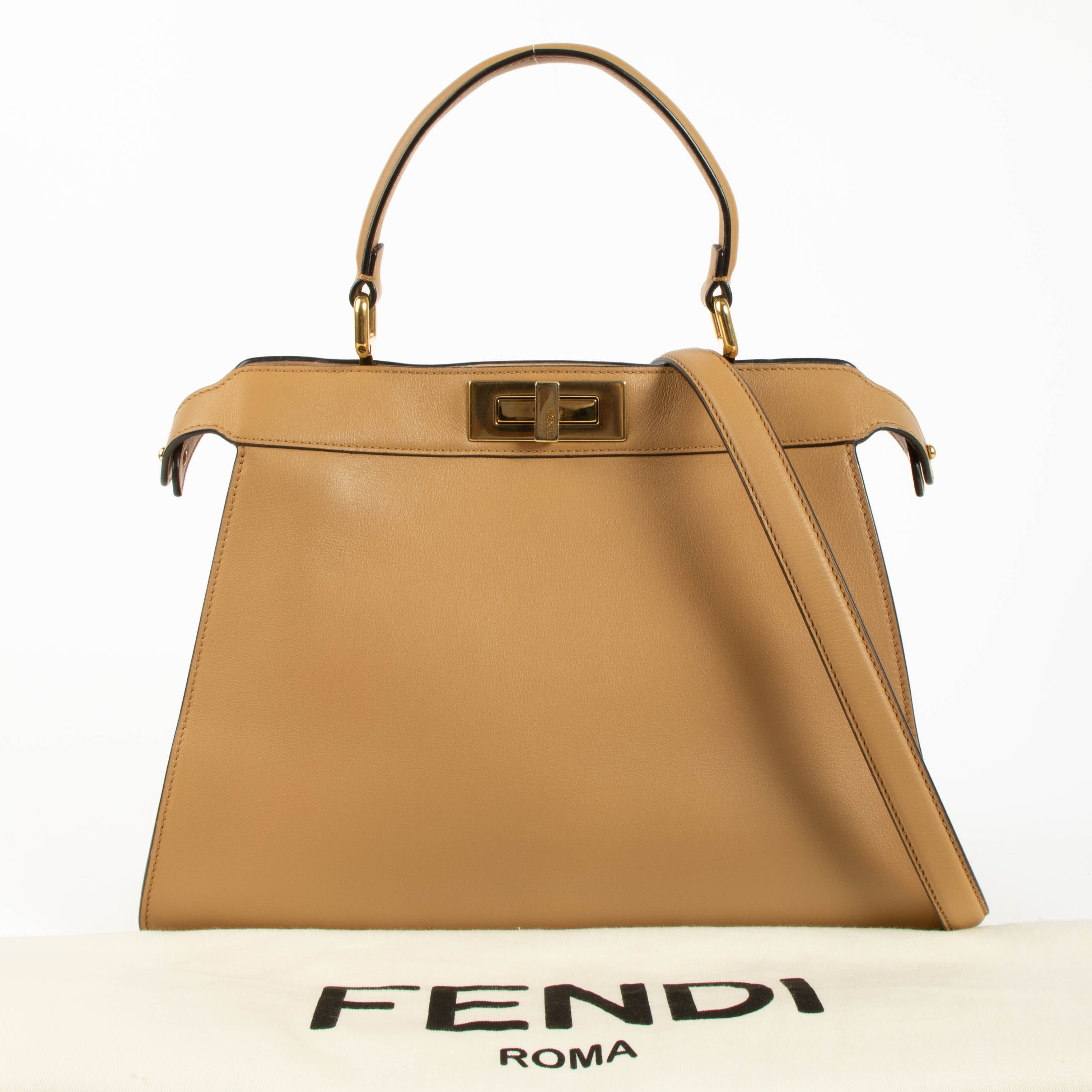 Fendi Beige Leather Medium Peekaboo IseeU Bag
