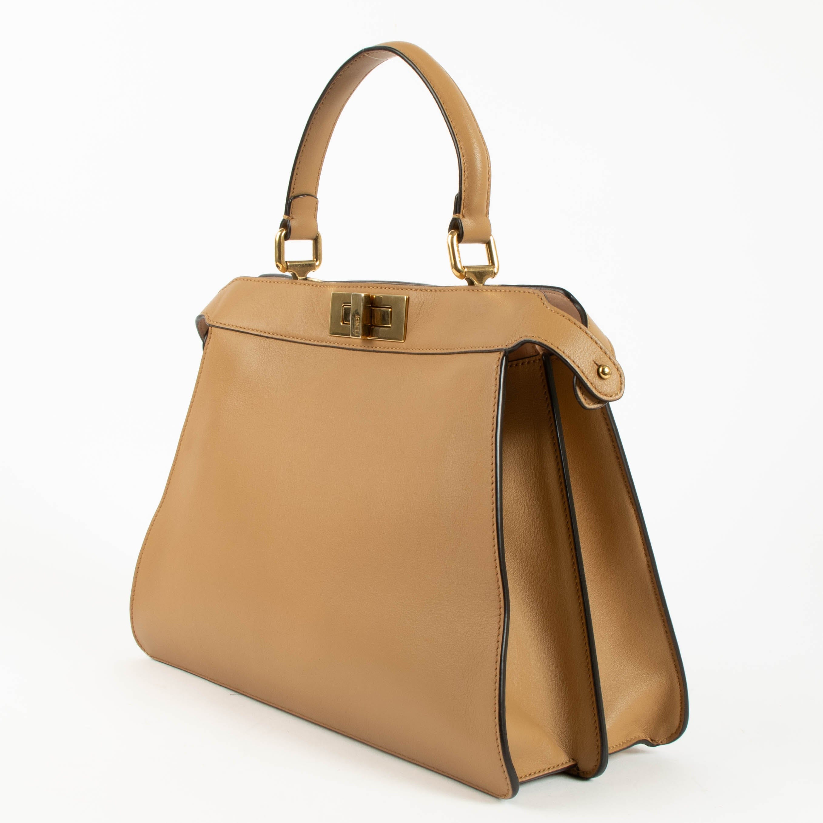 Fendi Beige Leather Medium Peekaboo IseeU Bag