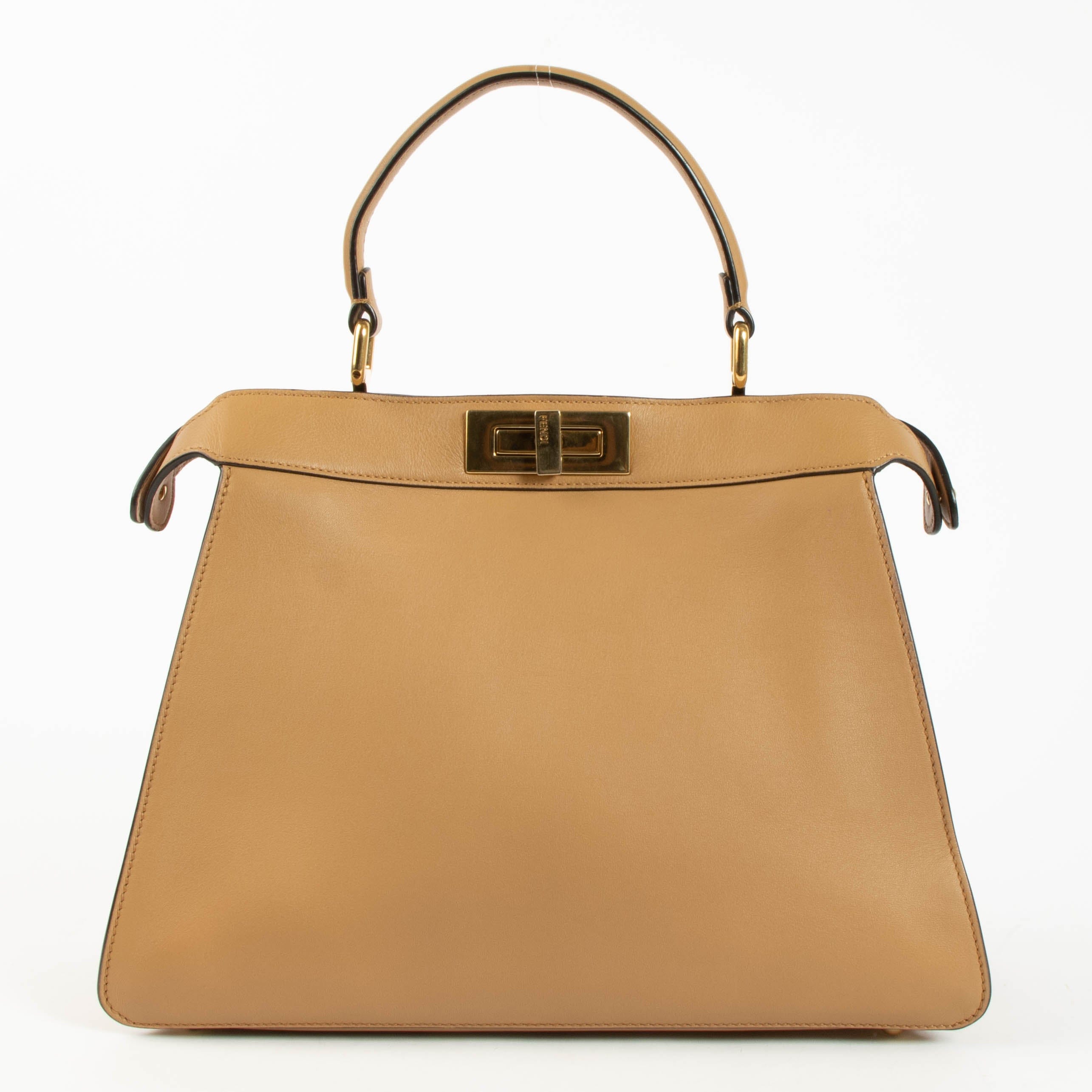 Fendi Beige Leather Medium Peekaboo IseeU Bag