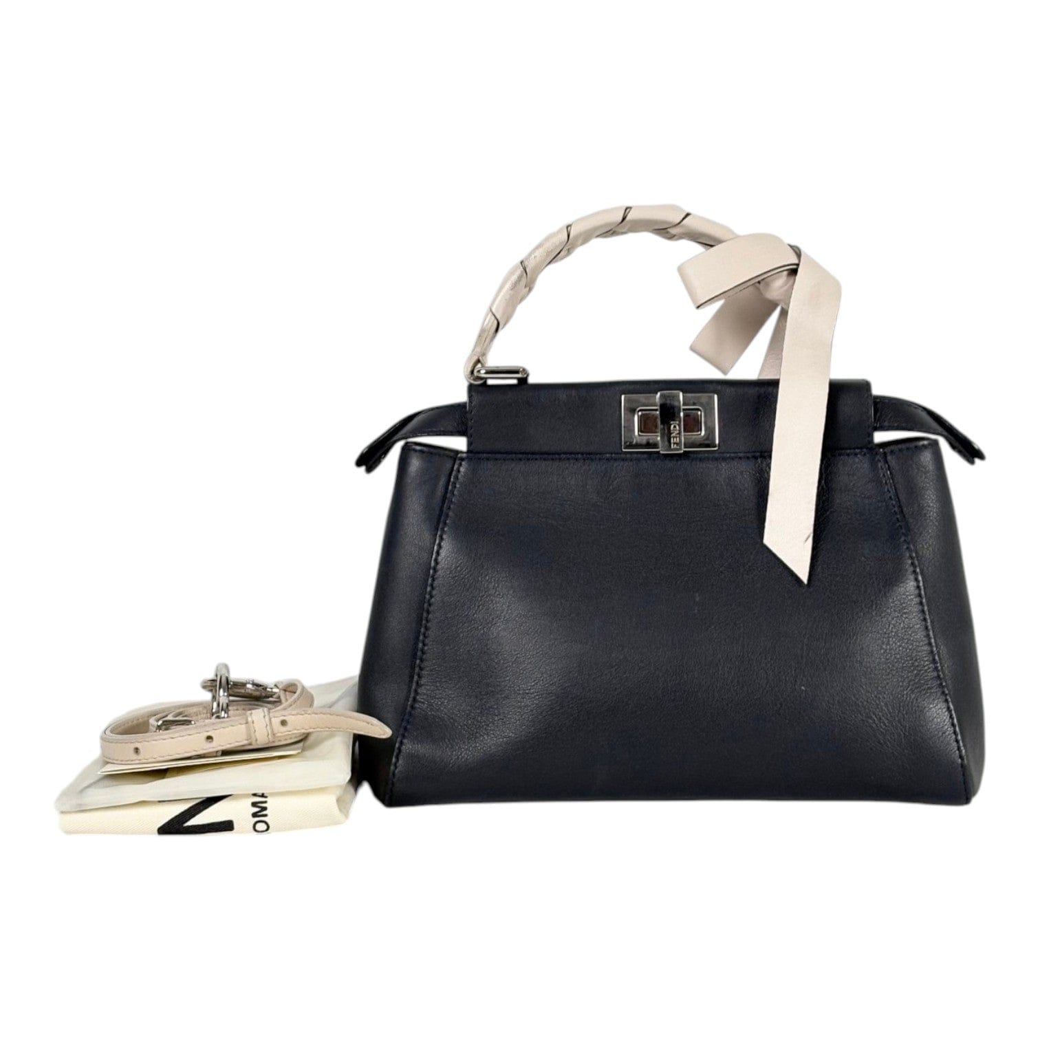 Fendi Mini Peekaboo Navy/Cream Handle Bag