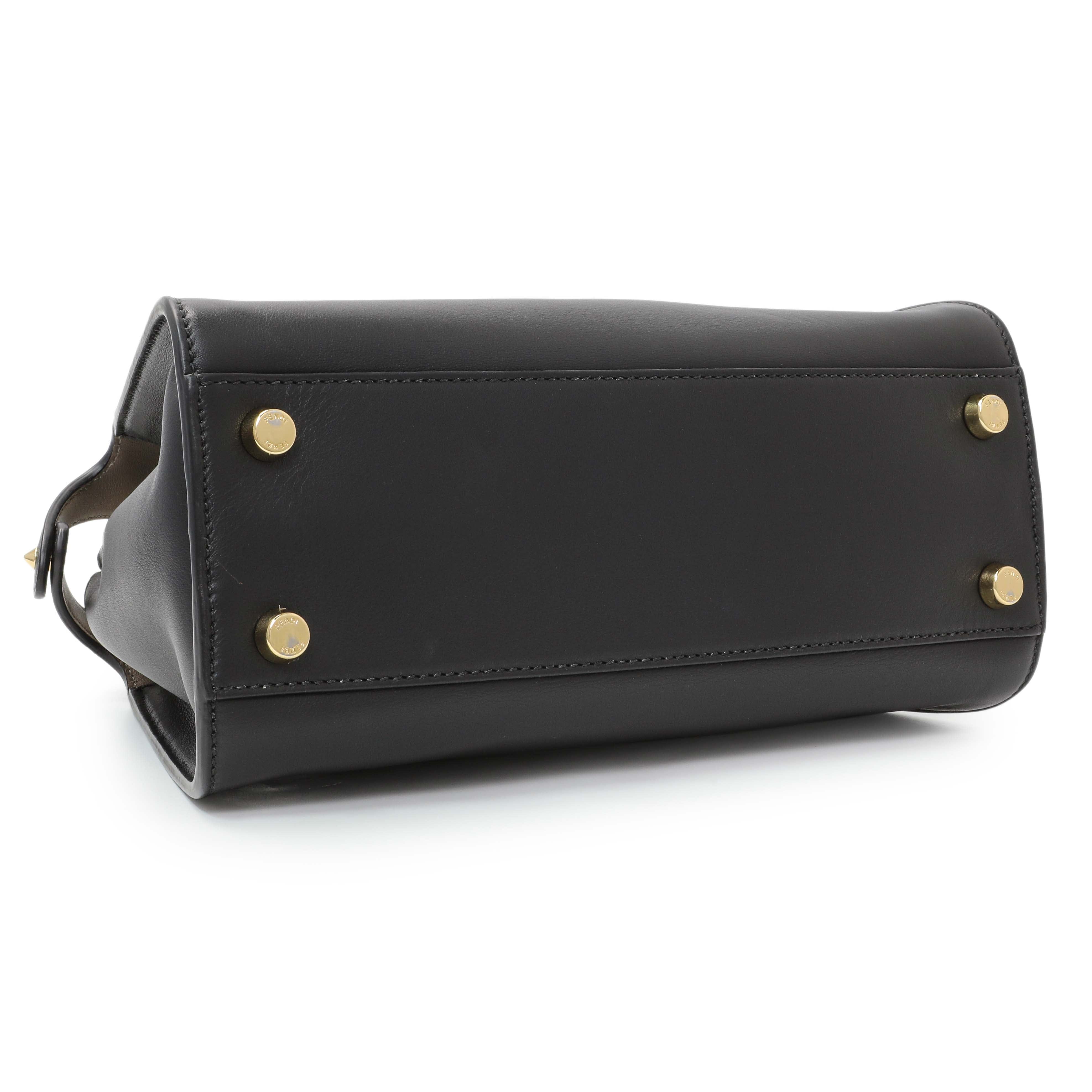 Fendi Black Vitello Medium Peekaboo Iconic Essentially Satchel