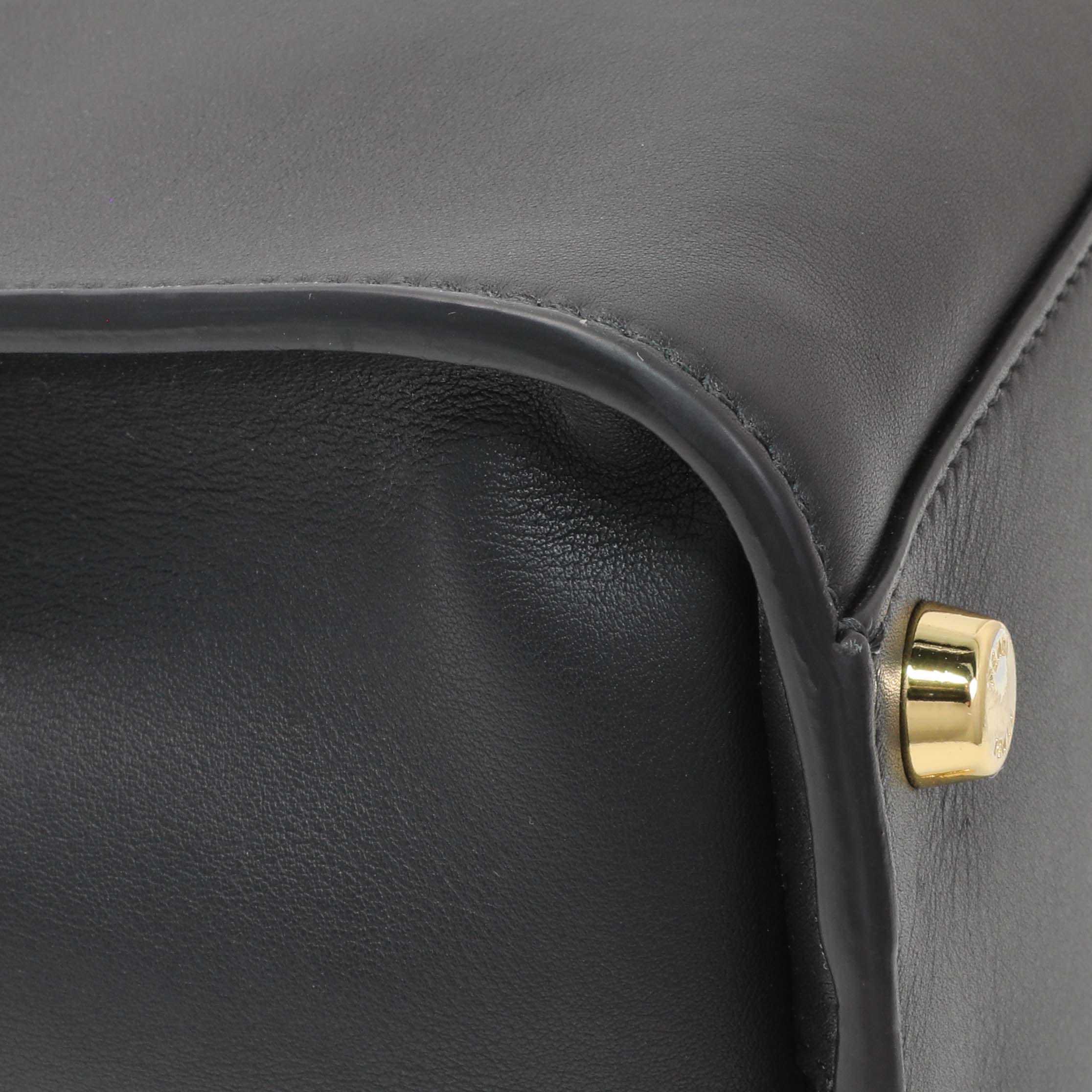 Fendi Black Vitello Medium Peekaboo Iconic Essentially Satchel