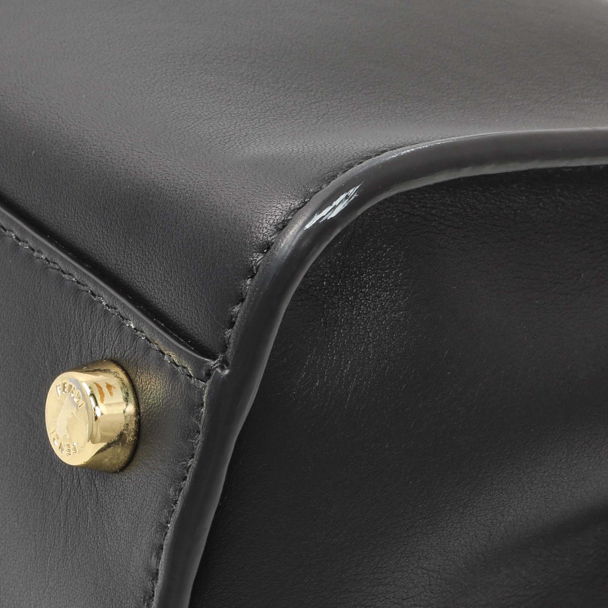 Fendi Black Vitello Medium Peekaboo Iconic Essentially Satchel