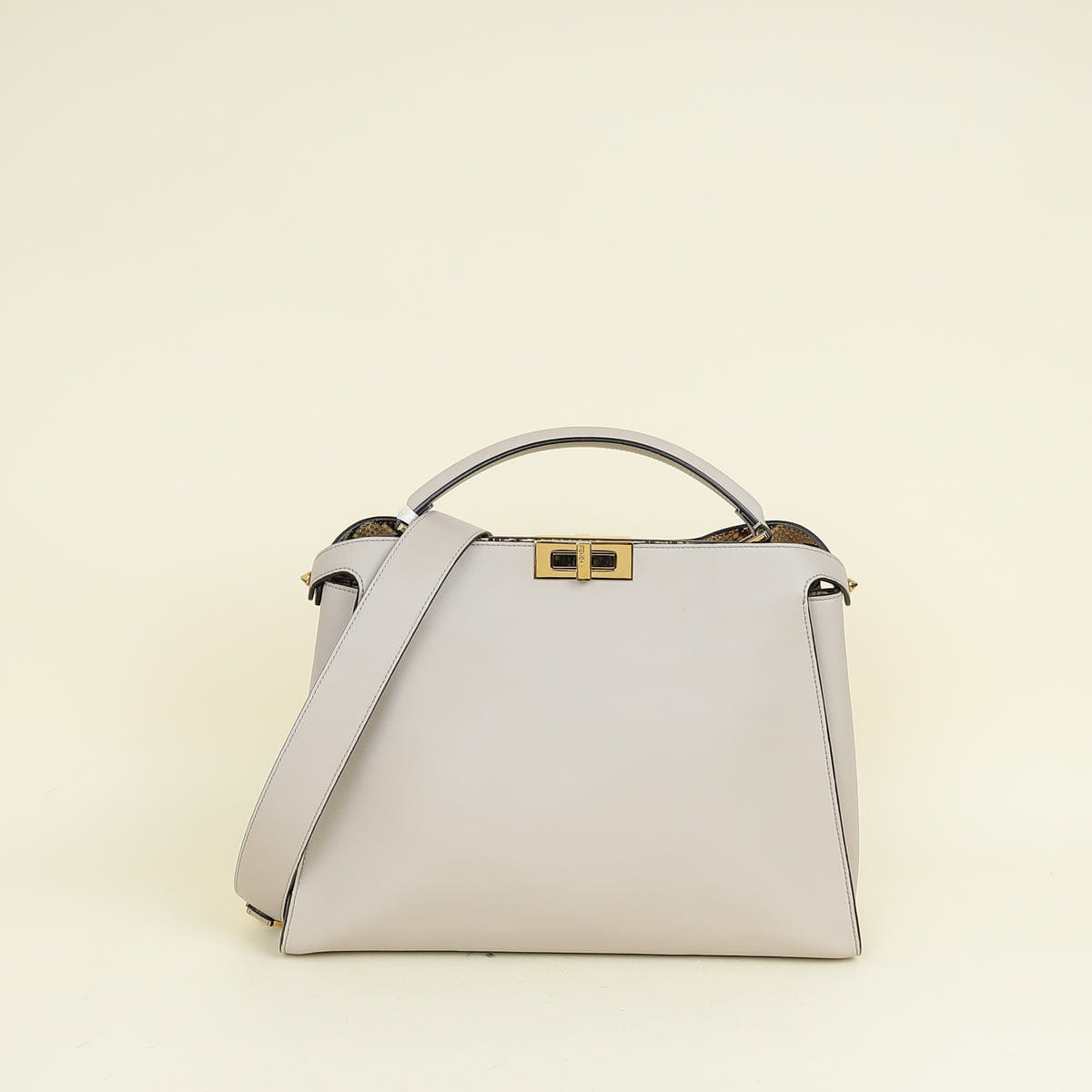Fendi Gray Powder Peekaboo Iconic Essentially Satchel Large Bag