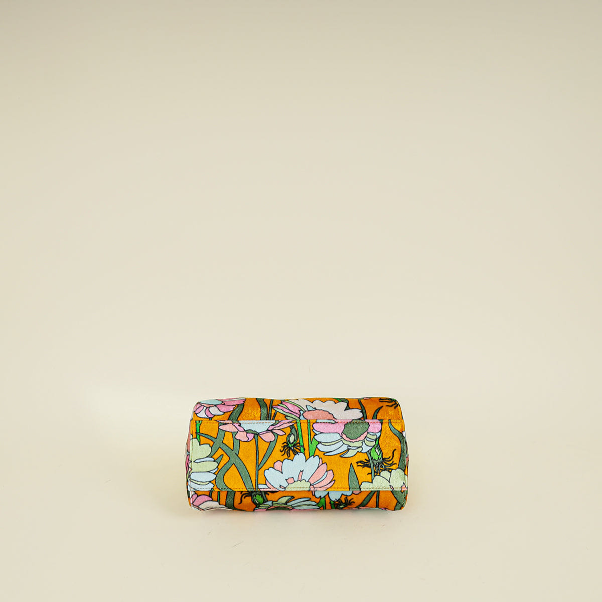 Fendi Yellow Multicolor Velvet Floral Mini Peekaboo Bag