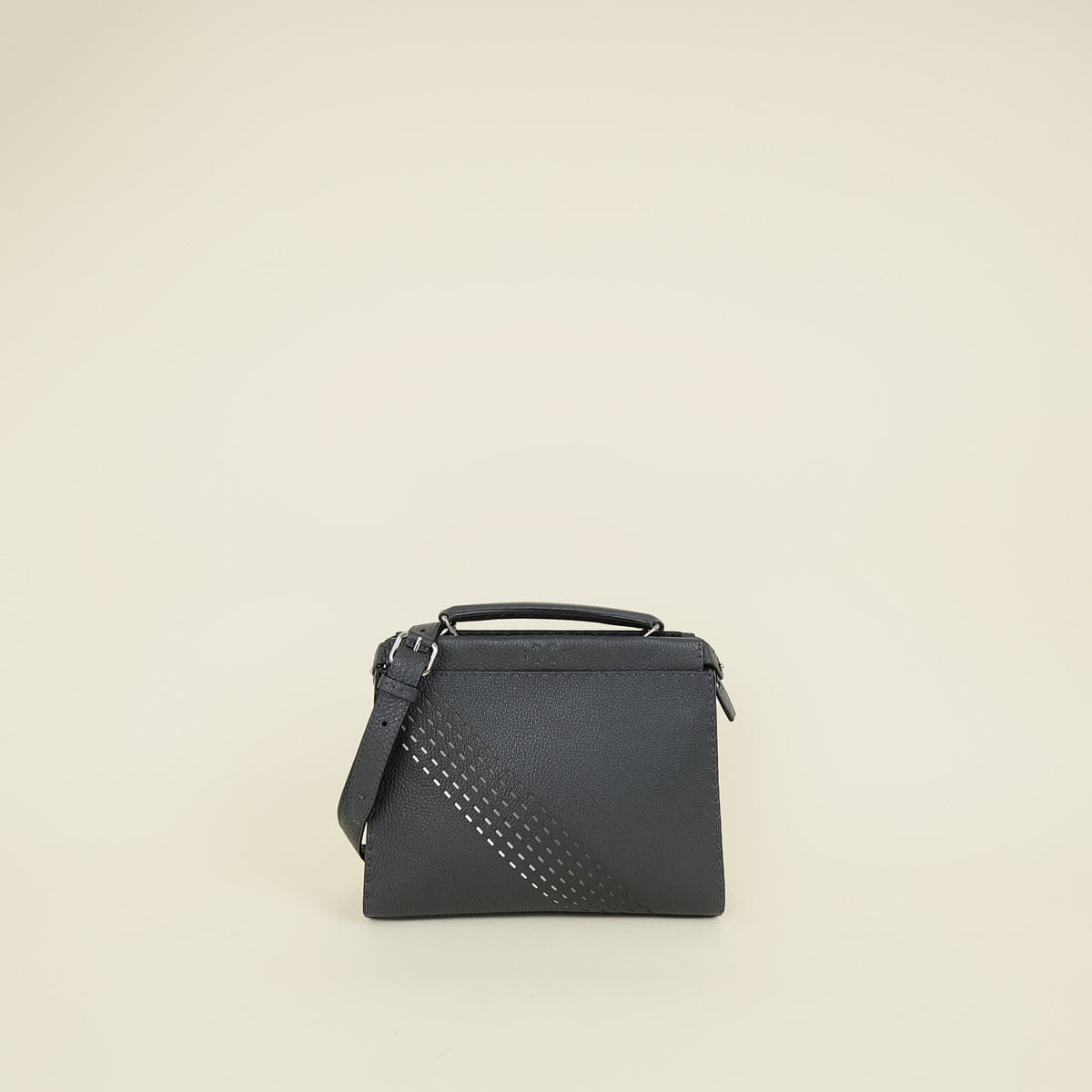 Fendi Grey Selleria Peekaboo Iconic Fit Mini Satchel Bag