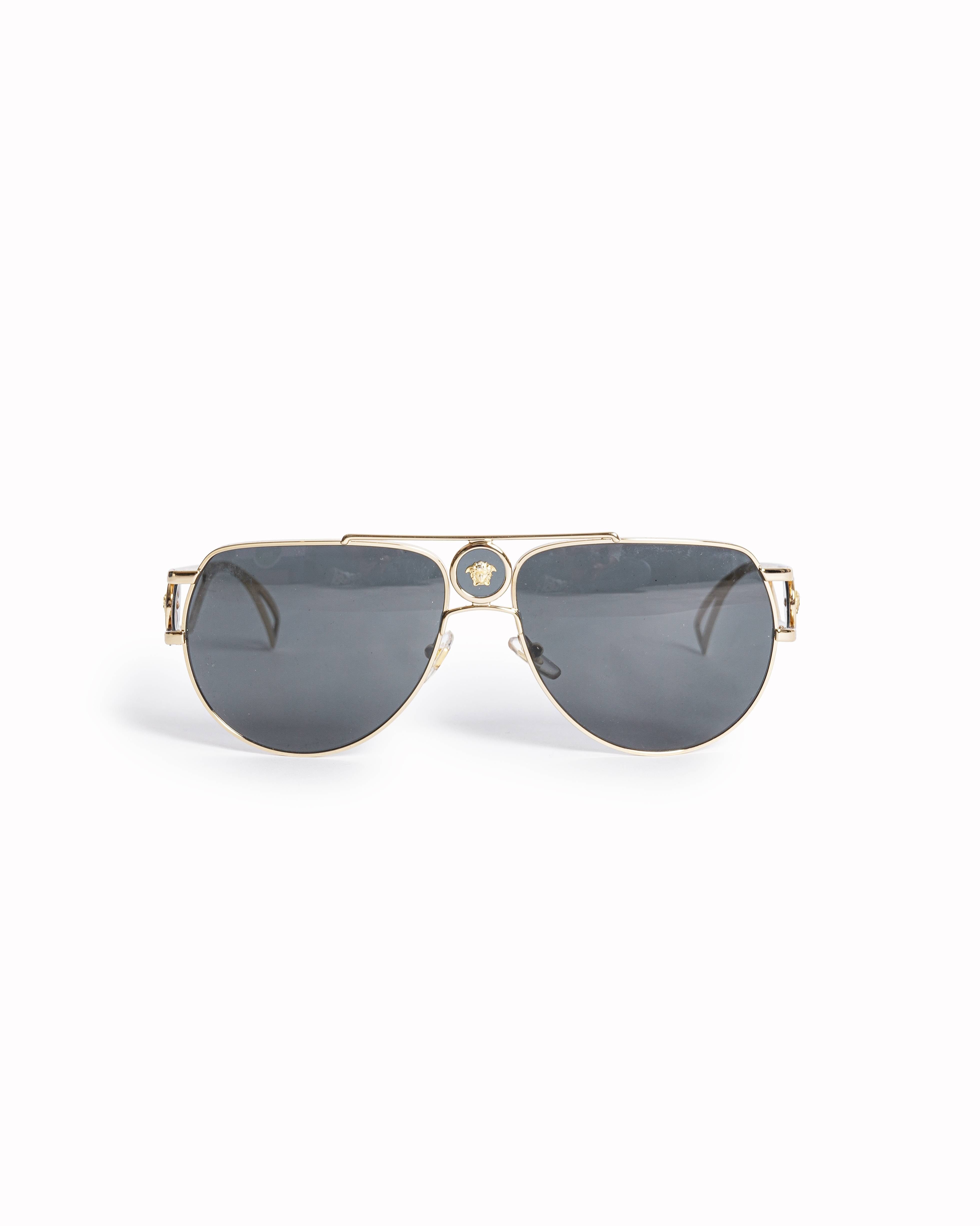 Versace Medusa Emblem Double - Bridge Aviator Sunglasses