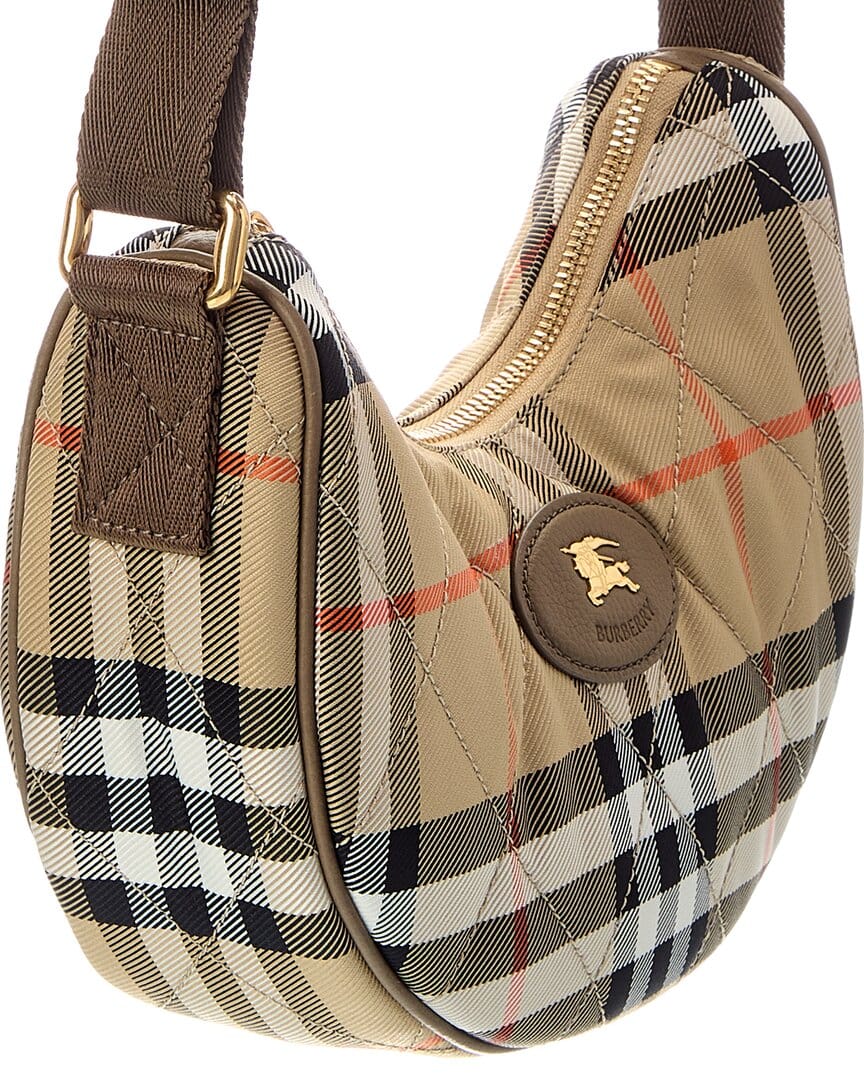 Burberry Horseshoe Check Quilted Canvas Hobo Bag