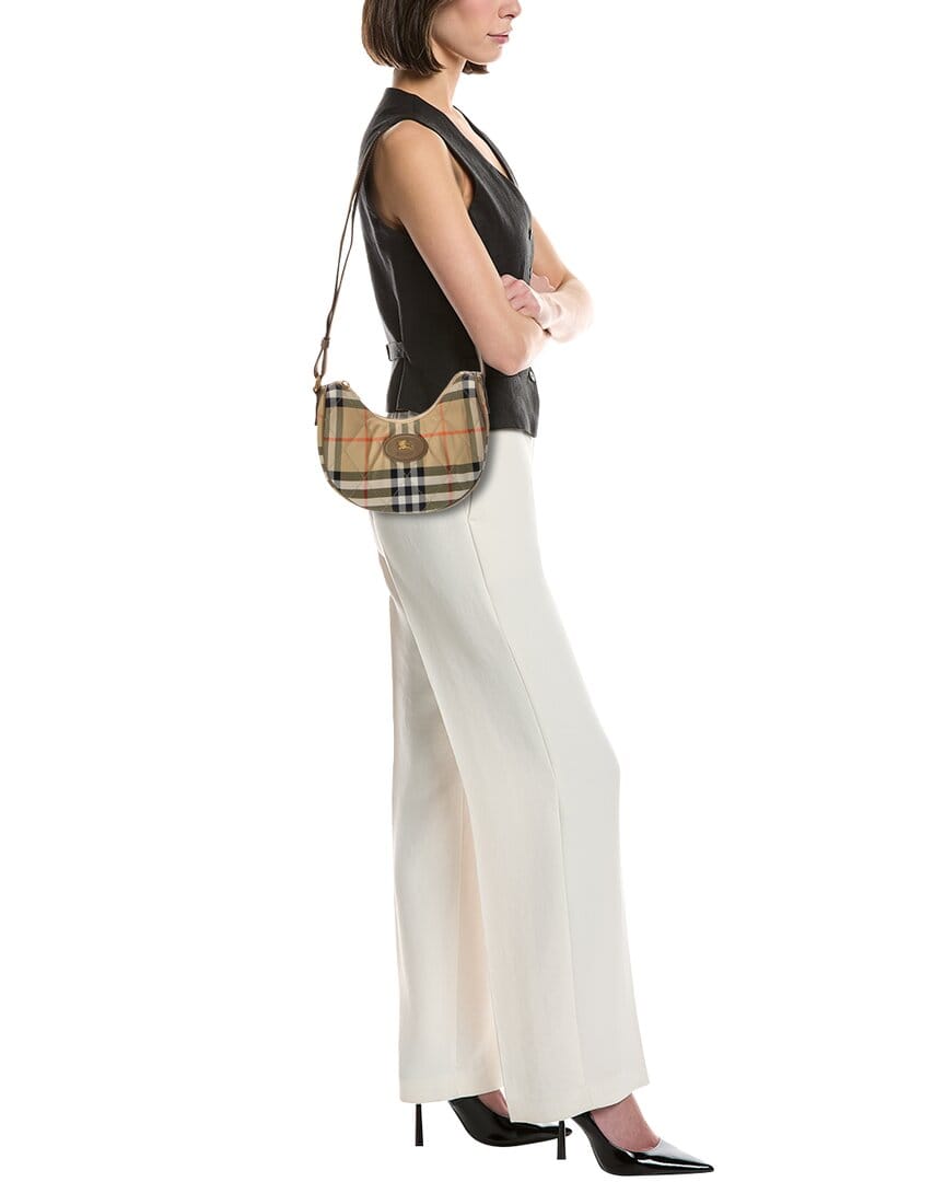 Burberry Horseshoe Check Quilted Canvas Hobo Bag