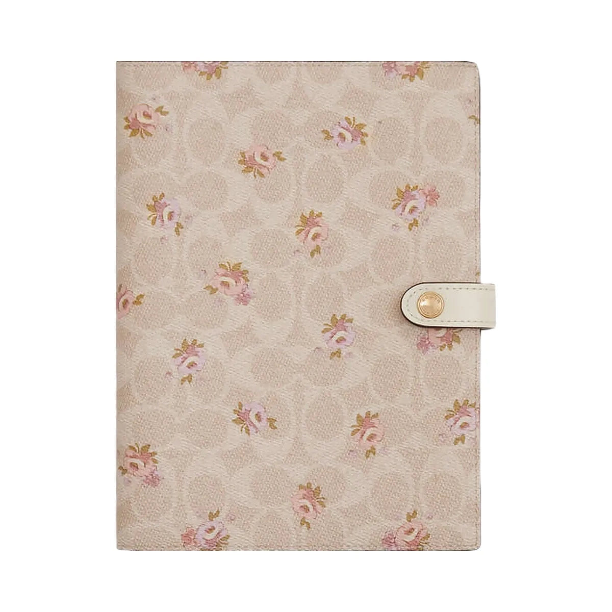 Coach Notebook In Signature Canvas With Floral Print Gold - Sand Multi