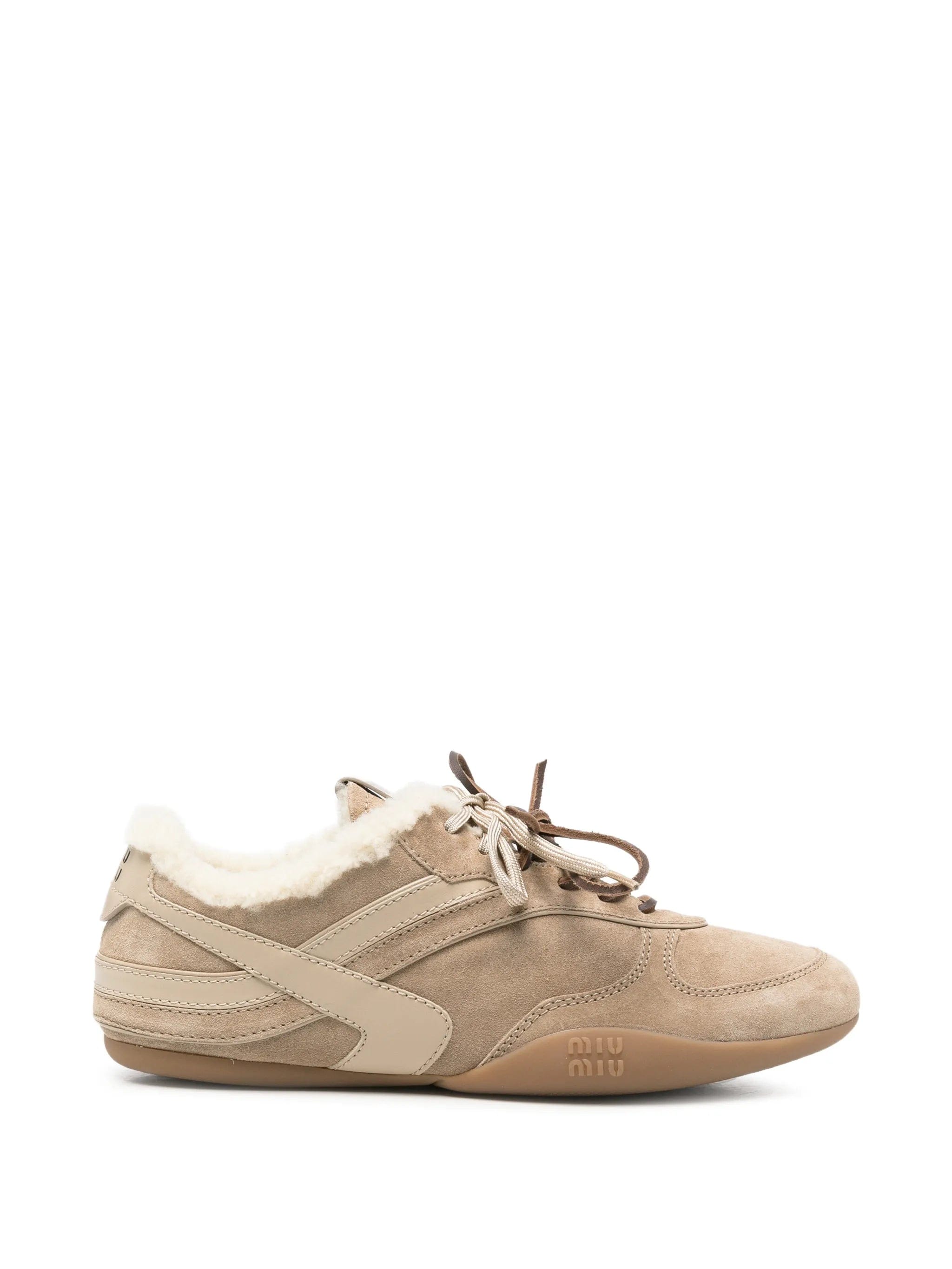 Miu Miu shearling - trim low - top sneakers
