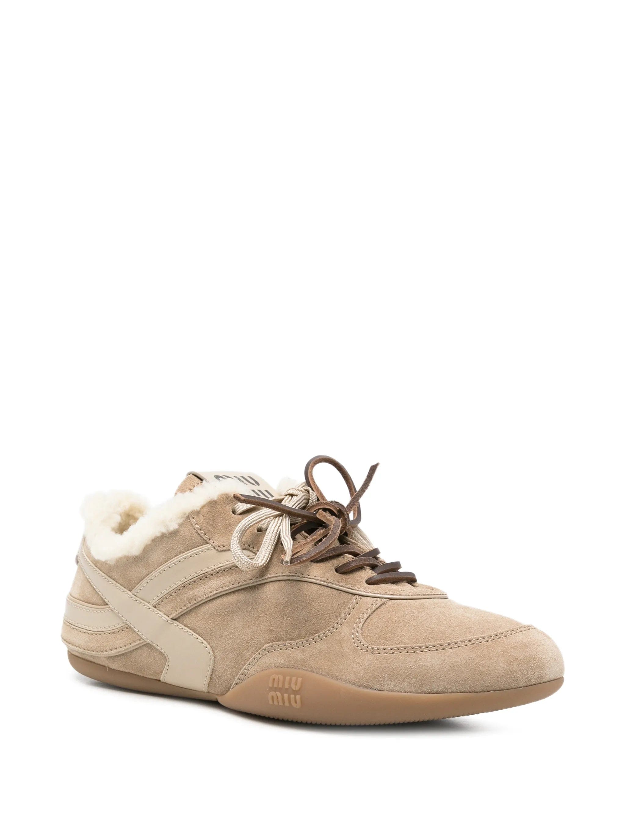 Miu Miu shearling - trim low - top sneakers