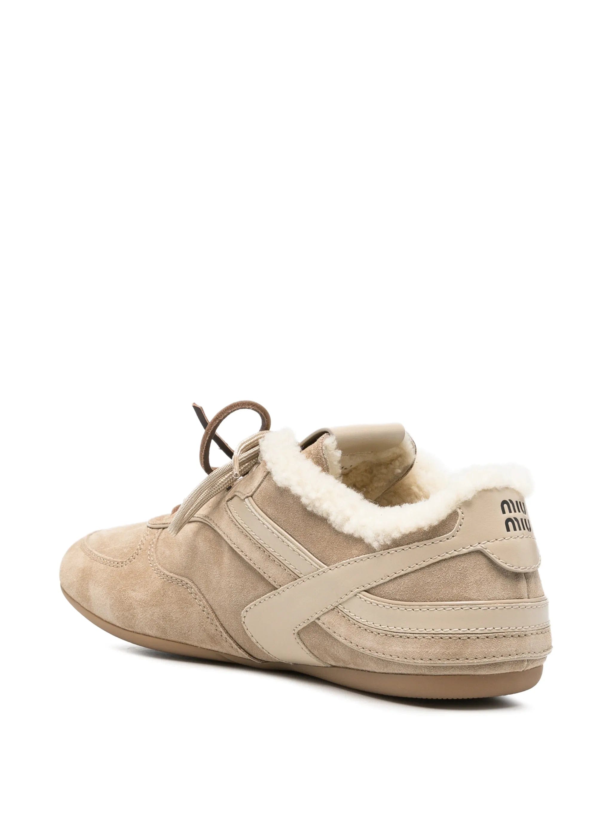 Miu Miu shearling - trim low - top sneakers