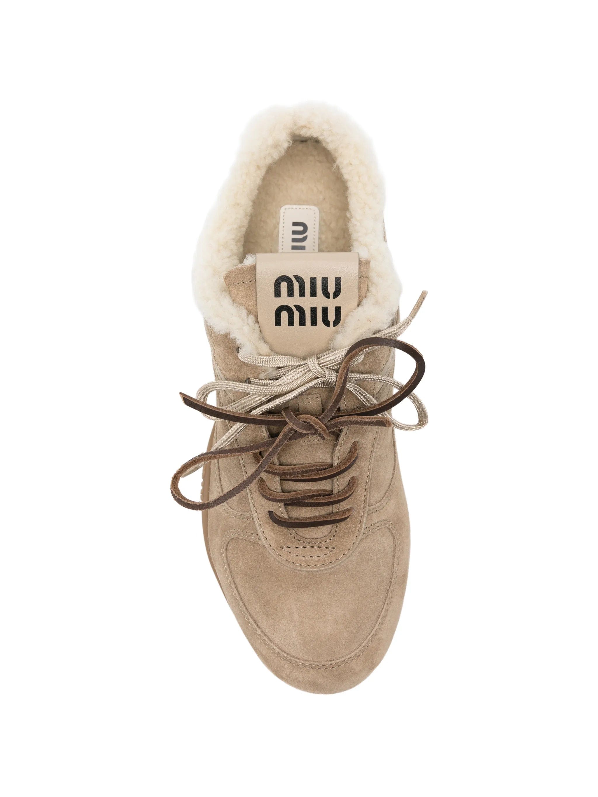 Miu Miu shearling - trim low - top sneakers