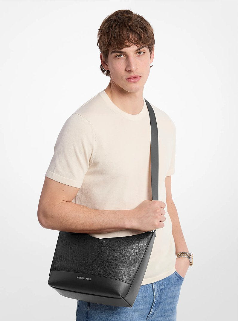 Michael Kors Cooper Pebbled Leather Crescent Bag Black