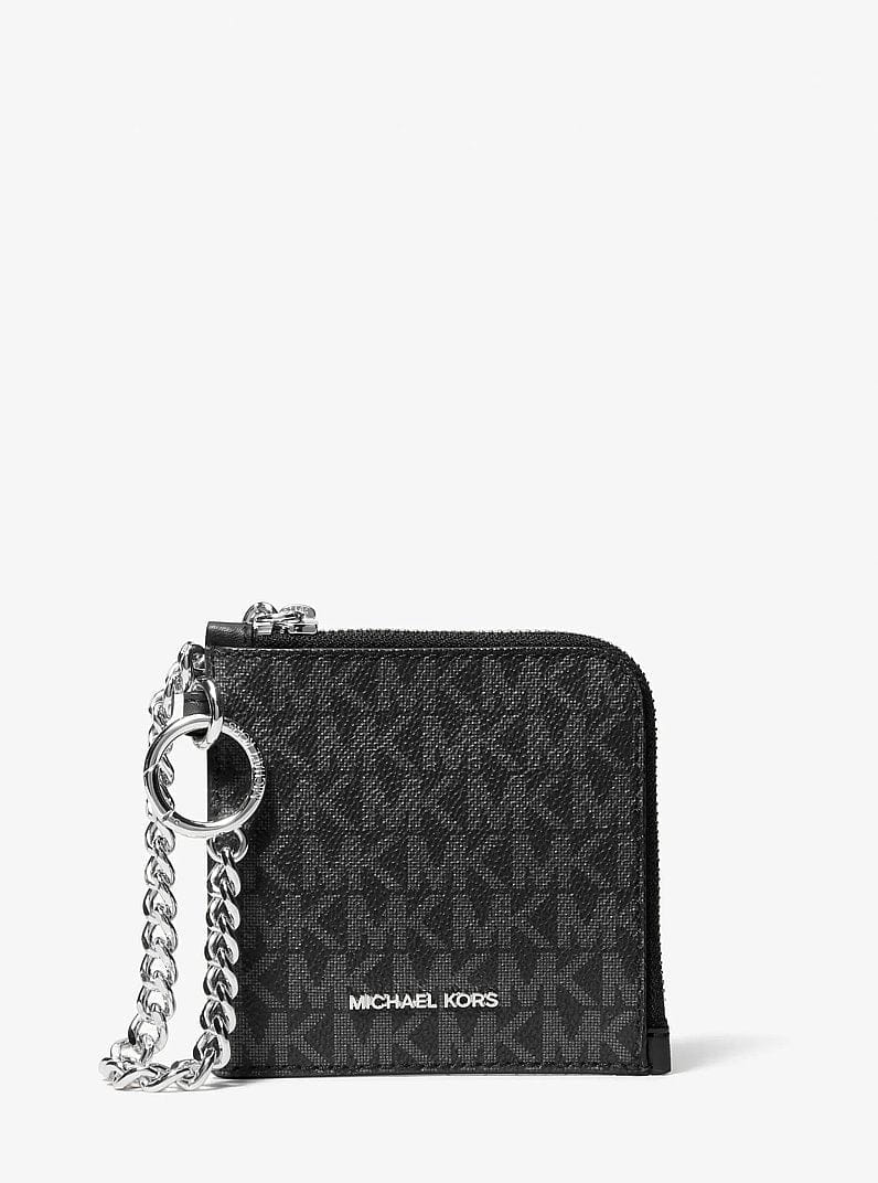 Michael Kors Jet Set Travel Medium Signature Logo Chain Wallet Black