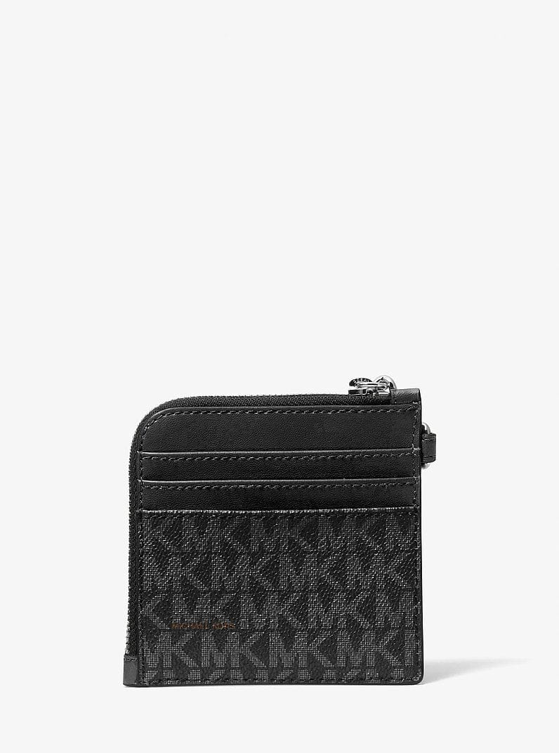 Michael Kors Jet Set Travel Medium Signature Logo Chain Wallet Black