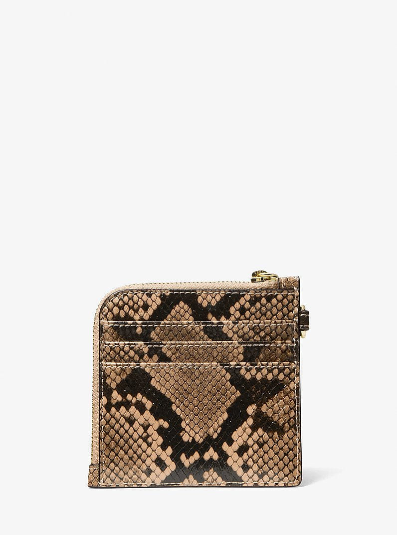 Michael Kors Jet Set Travel Medium Snake Embossed Chain Wallet Camel