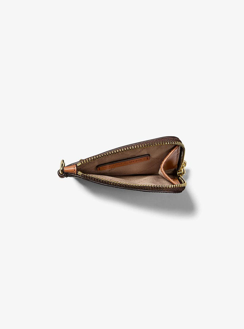 Michael Kors Jet Set Travel Signature Logo Chain Wallet Brown