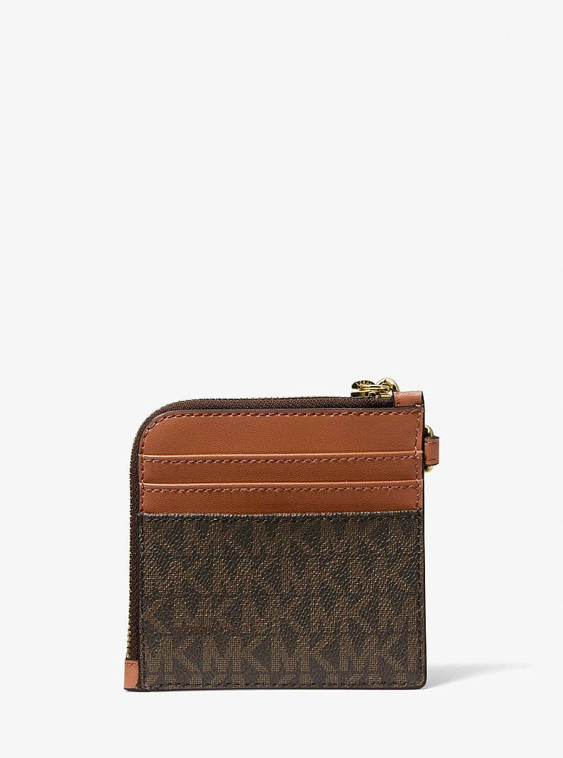 Michael Kors Jet Set Travel Signature Logo Chain Wallet Brown