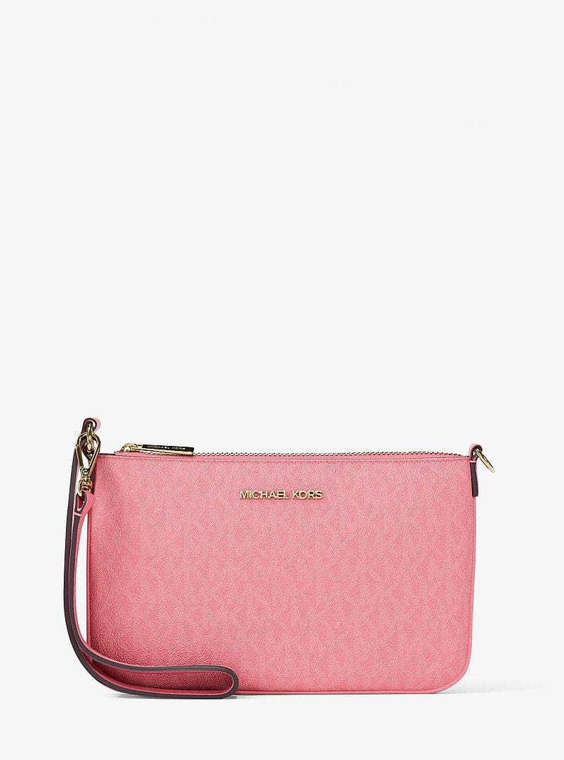 Michael Kors Jet Set Small Signature Logo Convertible Wristlet Carnation