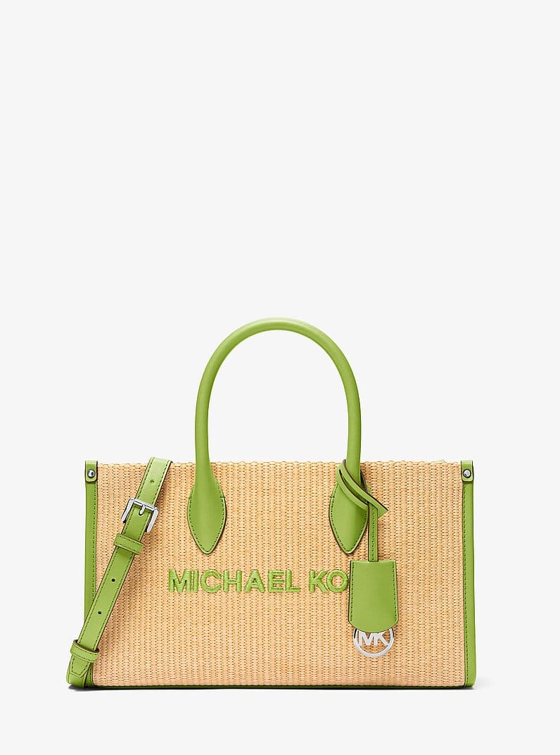 Michael Kors Mirella Medium Woven Satchel Lime