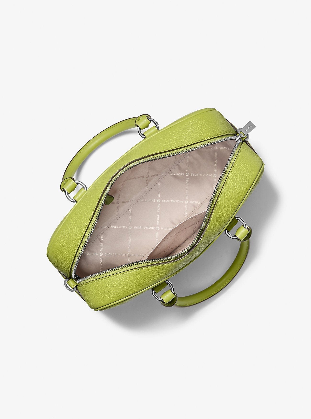 Michael Kors Thompson Medium Pebbled Leather Satchel Lime