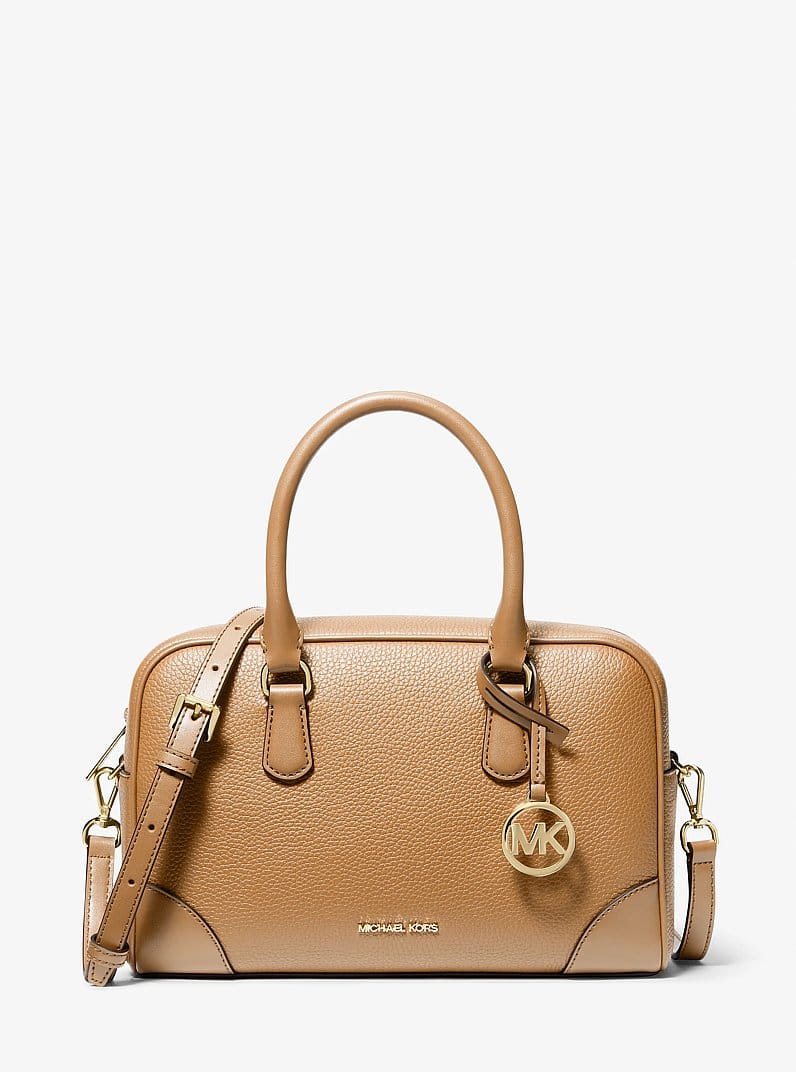 Michael Kors Thompson Pebbled Leather Satchel Camel