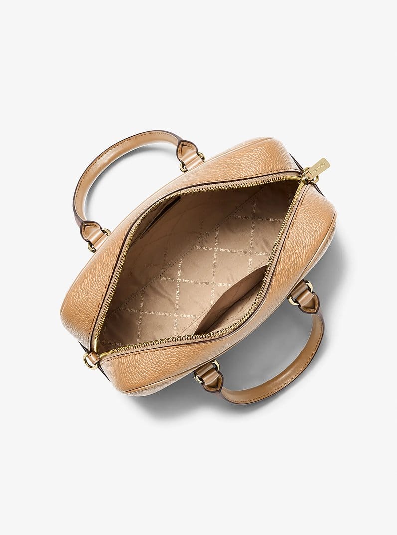 Michael Kors Thompson Pebbled Leather Satchel Camel