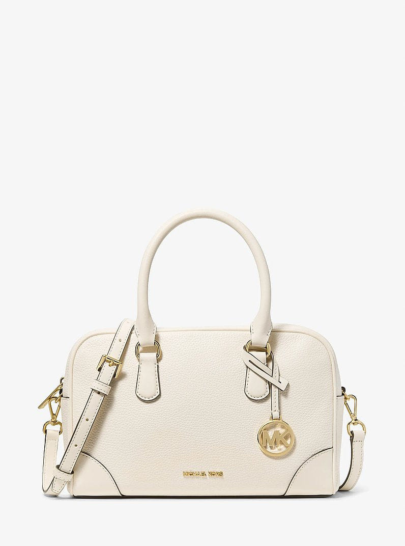 Michael Kors Thompson Pebbled Leather Satchel Lt Cream