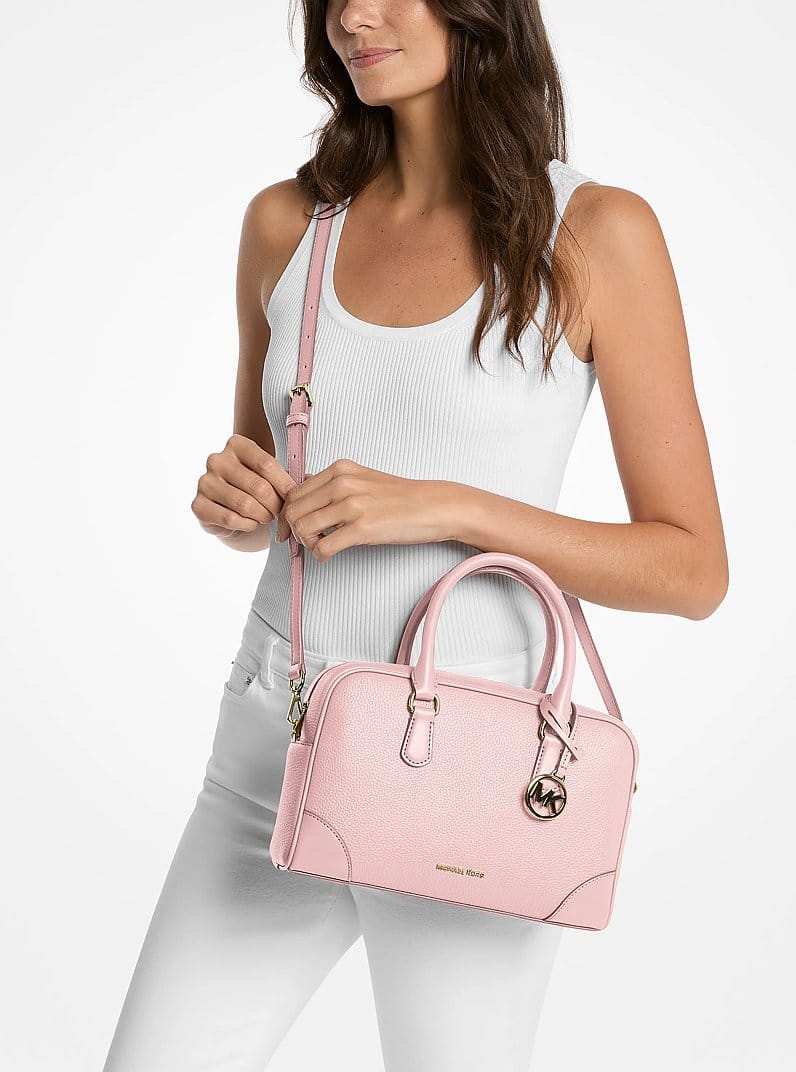 Michael Kors Thompson Pebbled Leather Satchel Powder Blush