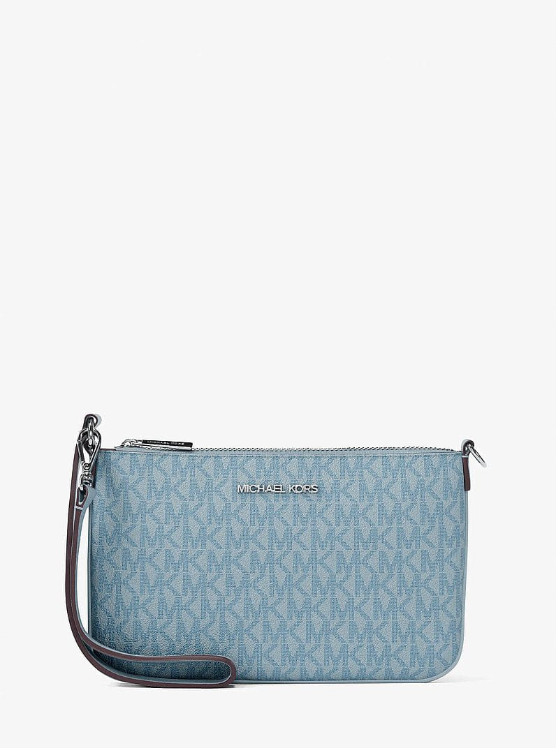 Michael Kors Jet Set Small Signature Logo Convertible Wristlet Pale Ocean