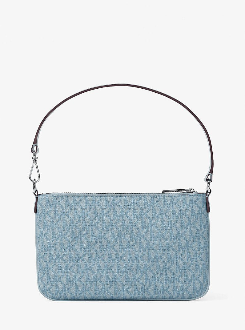 Michael Kors Jet Set Small Signature Logo Convertible Wristlet Pale Ocean